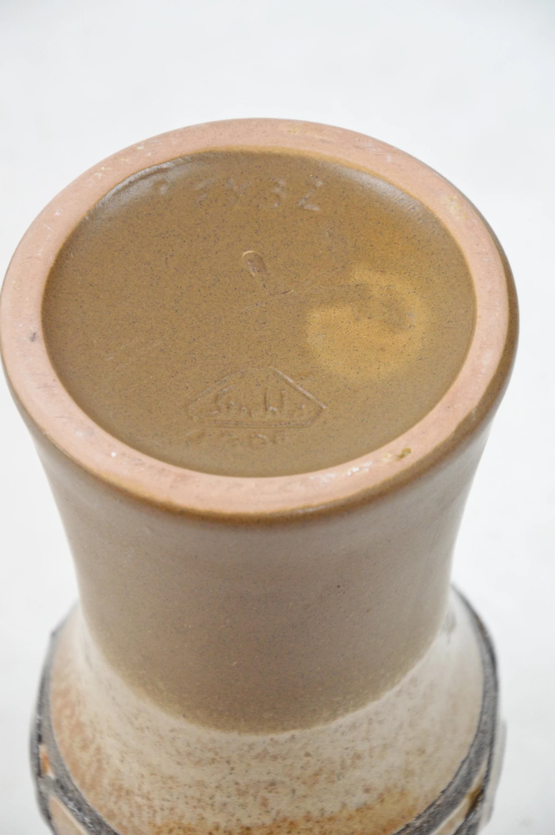 Wazon Strehla, brązowy, żółty, ceramika, Niemcy, lata 70. - 85098