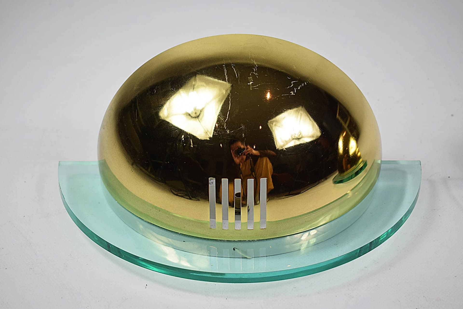 Para kinkietów geometrycznych, złoty, aluminium, Niemcy, lata 80. - 85092