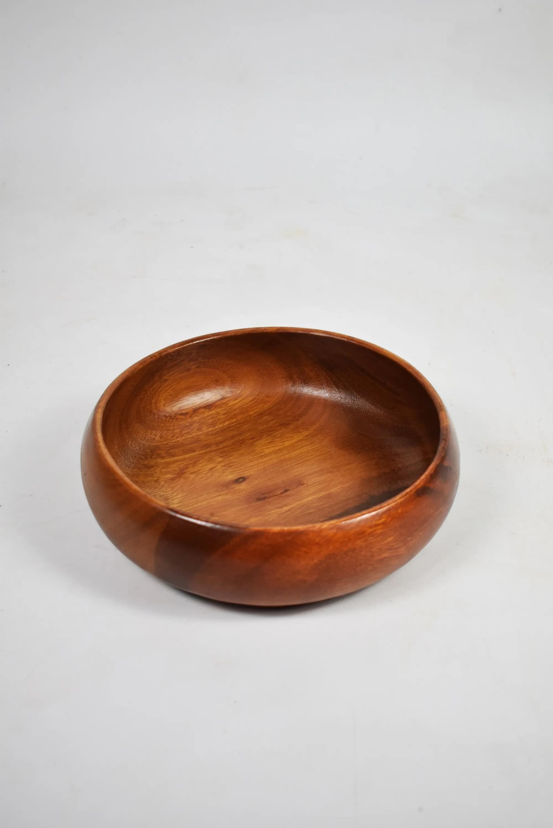 Bowl, brown teak wood, Poland, 1970s - 85049