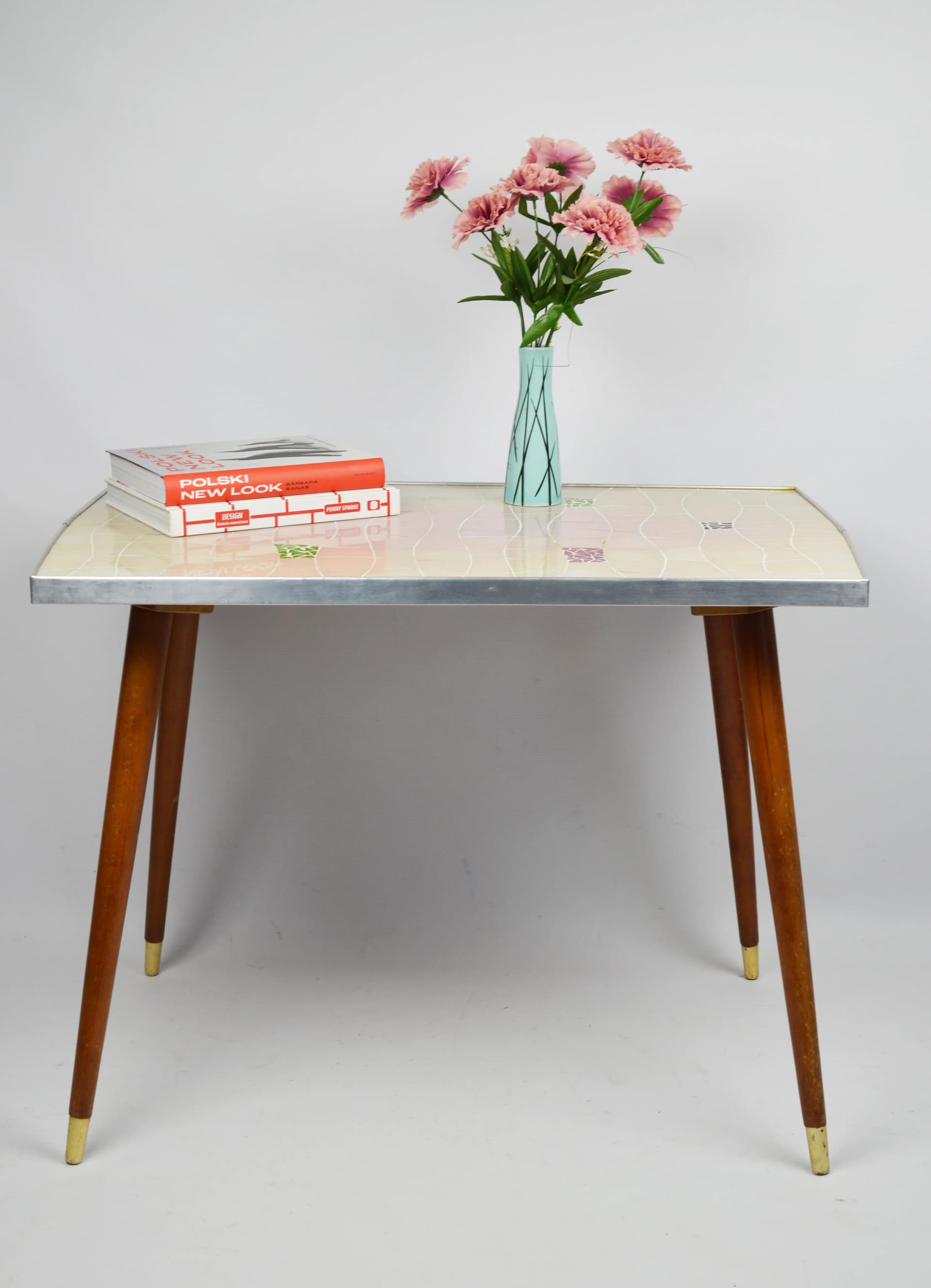 Stolik pomocniczy, beżowy, ceramika, Polska, lata 70. - 84989