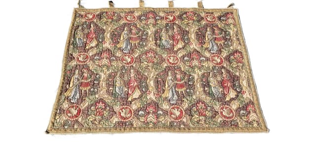 Figurative tapestry, multicolor, wool and cotton, Poland, 1960s, 97x115cm - DIMENSION