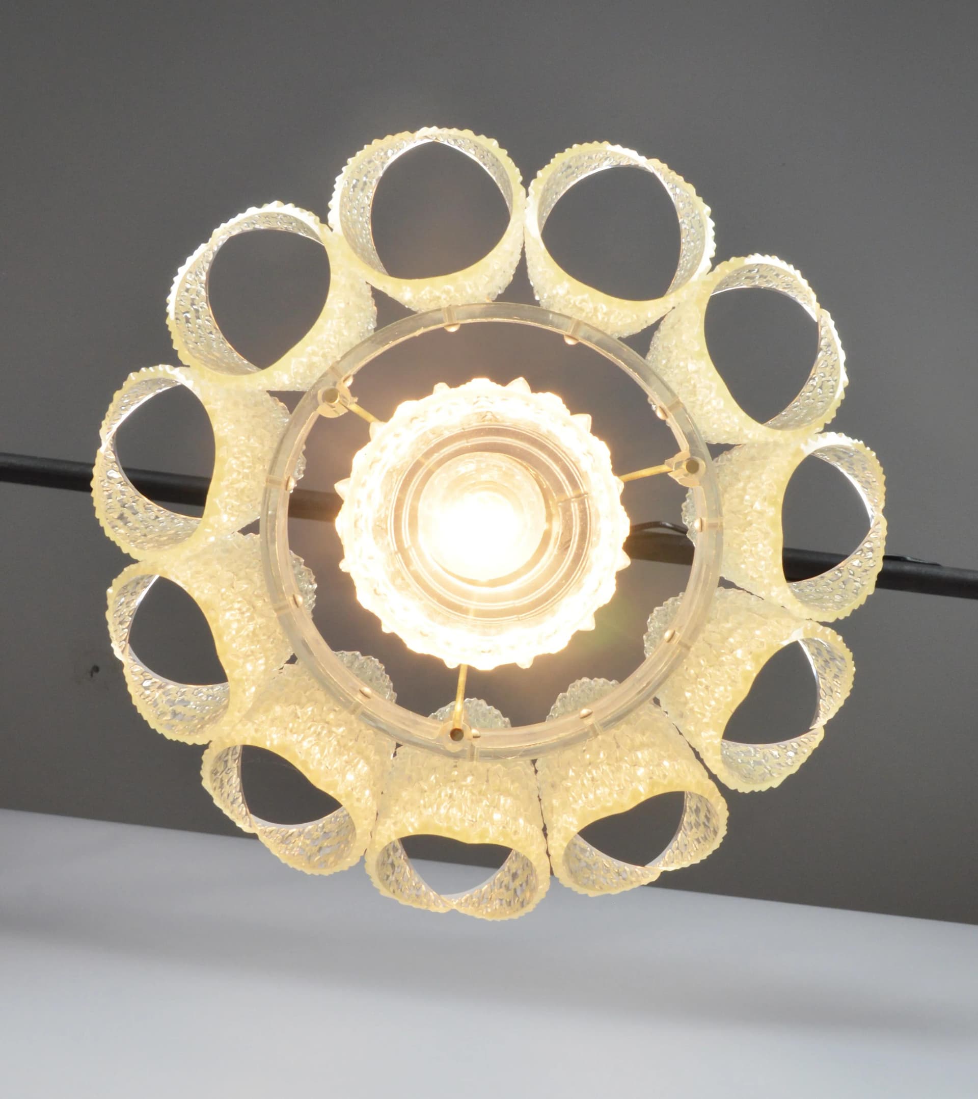 Pendant lamp, ivory white plastic, by A. F. Gangkofner, Germany, 1960s. - 84955