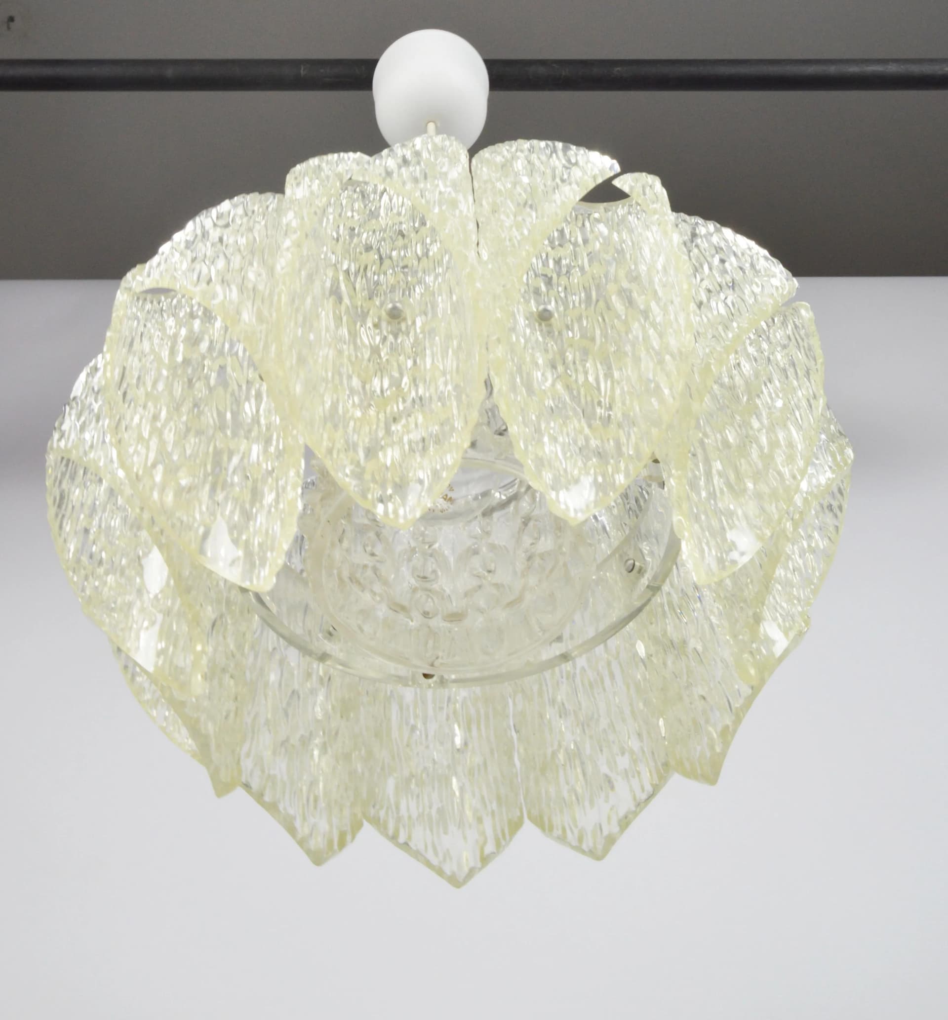 Pendant lamp, ivory white plastic, by A. F. Gangkofner, Germany, 1960s. - 84961