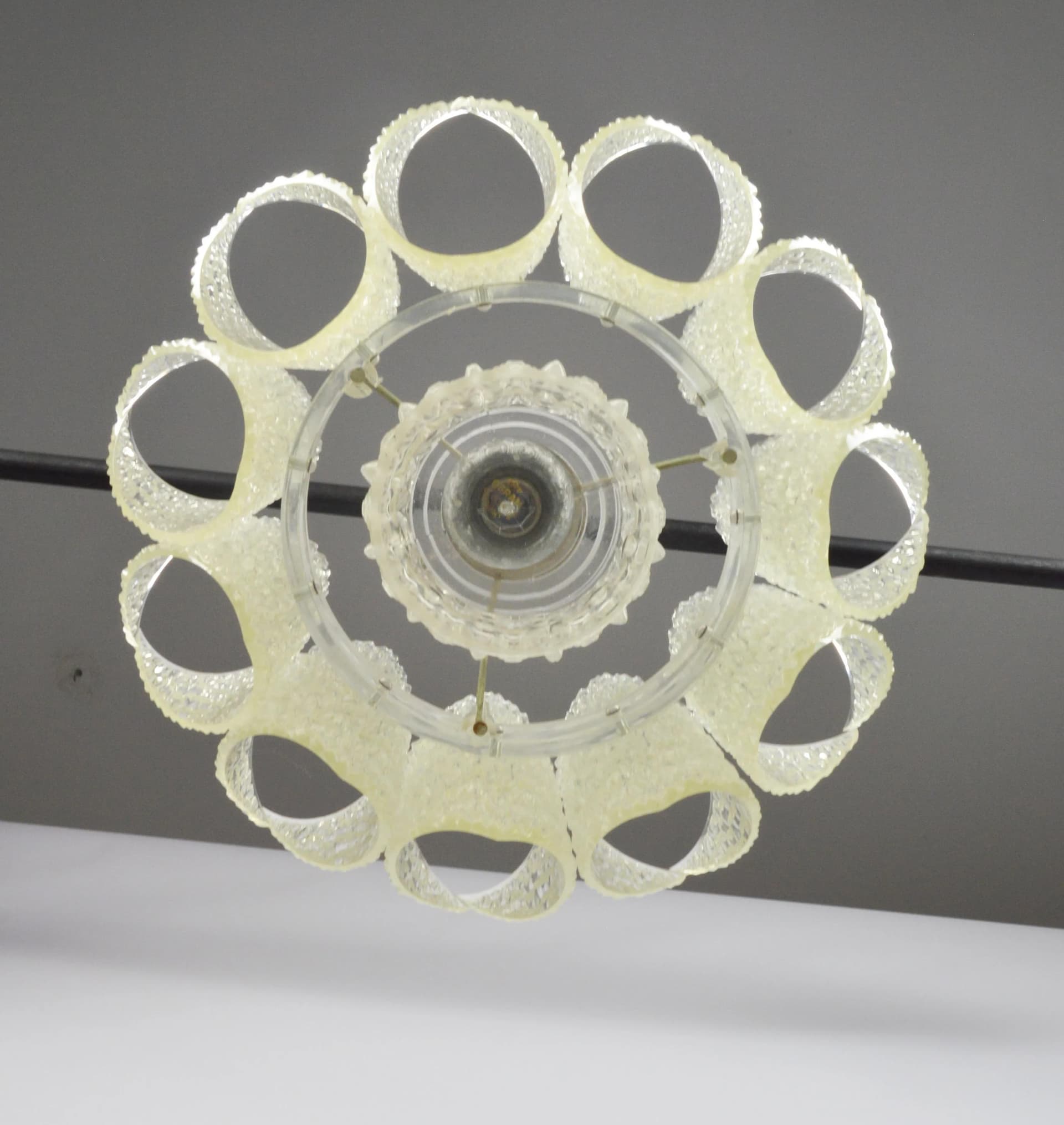 Pendant lamp, ivory white plastic, by A. F. Gangkofner, Germany, 1960s. - 84958