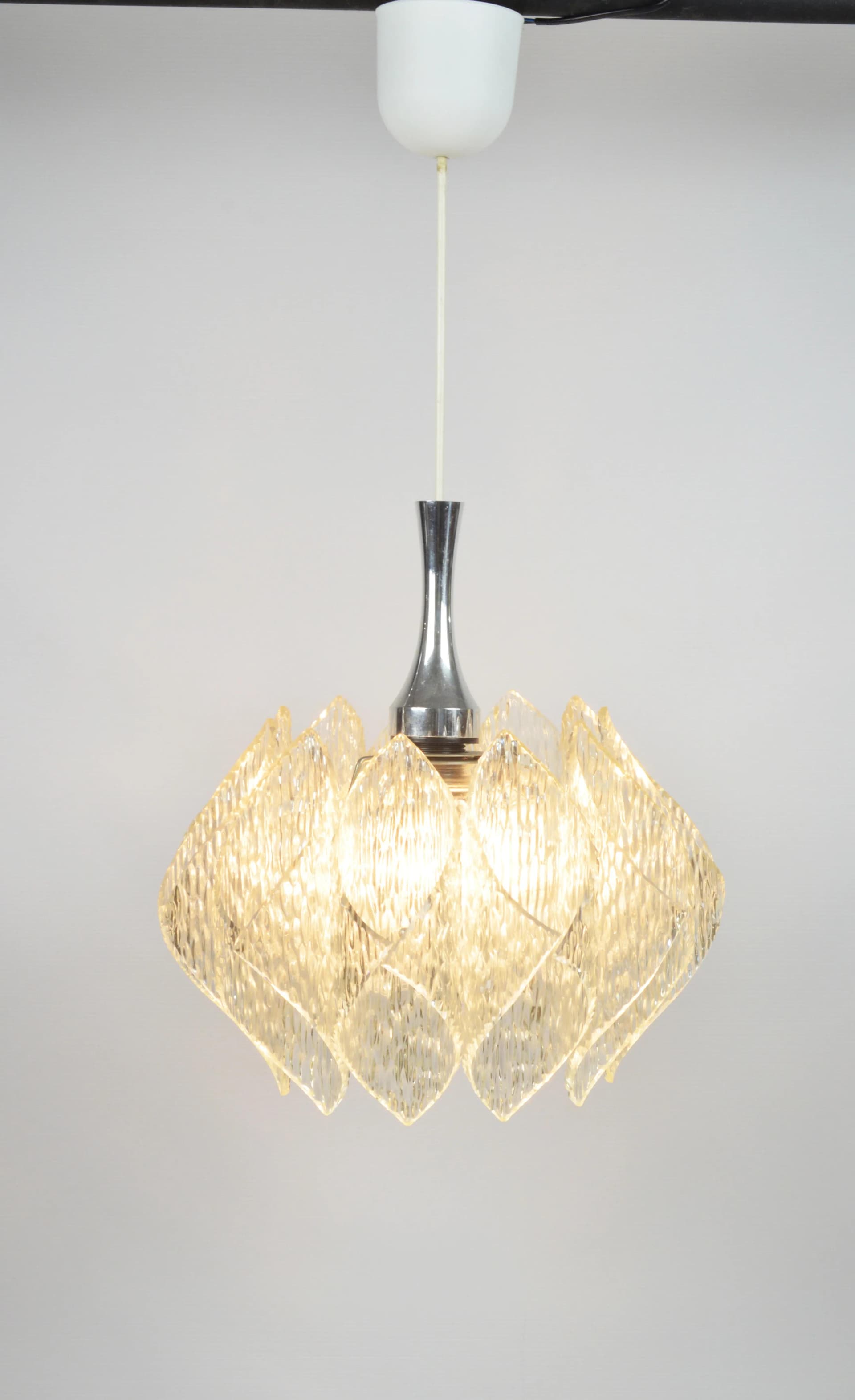 Pendant lamp, ivory white plastic, by A. F. Gangkofner, Germany, 1960s. - 84953