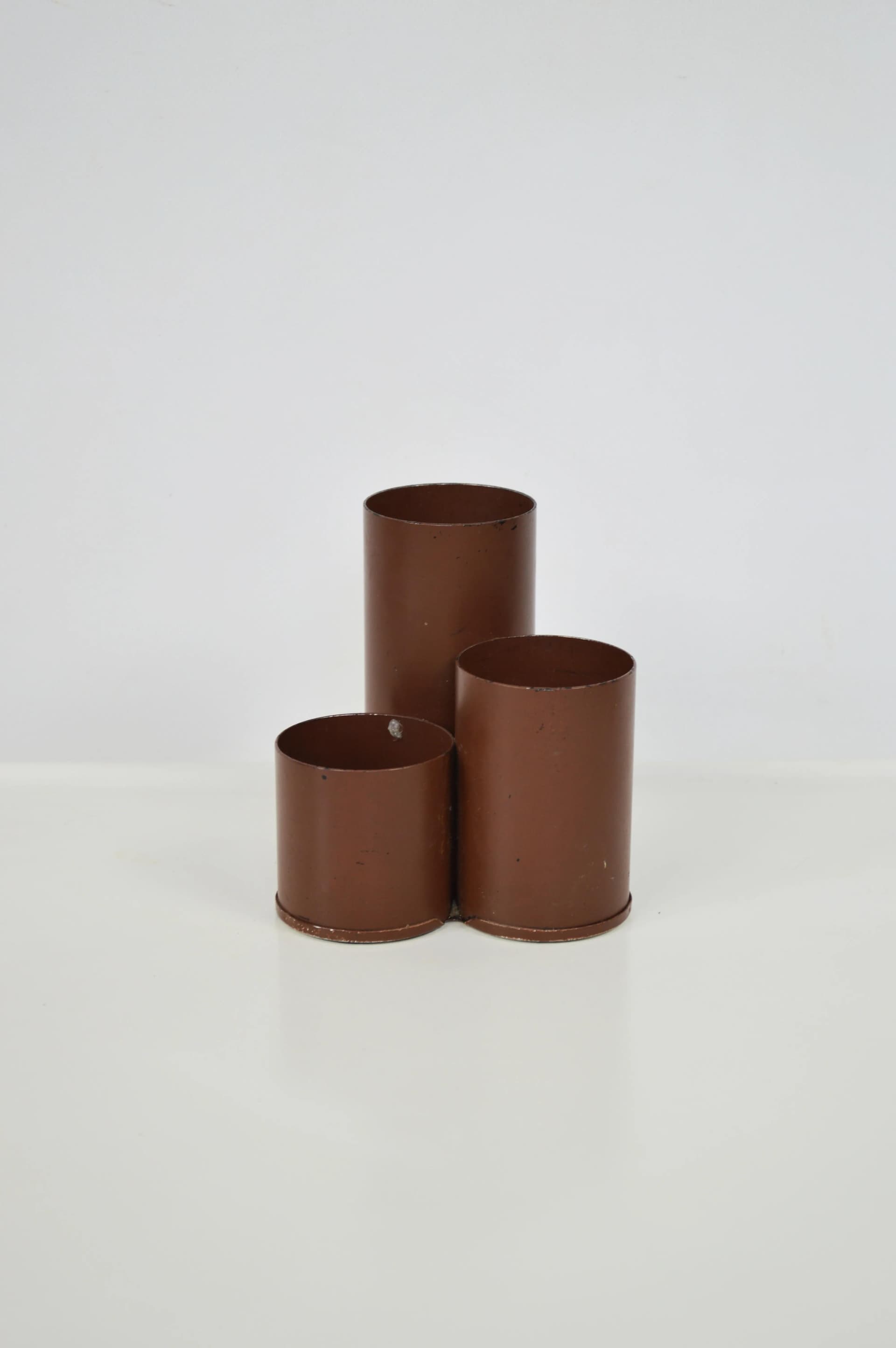 Organizer na biurko, brązowy, metal, Polska, lata 70. - 84910