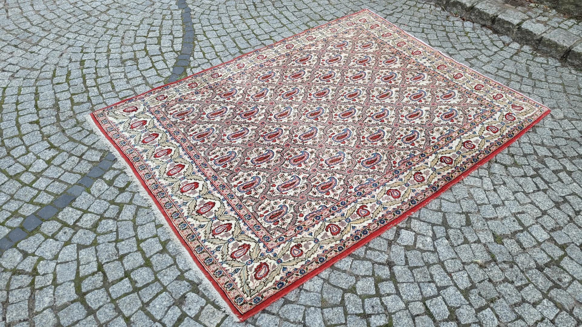 Dywan Ghom, 145x200 cm, czerwony, wełna, Iran - 87838