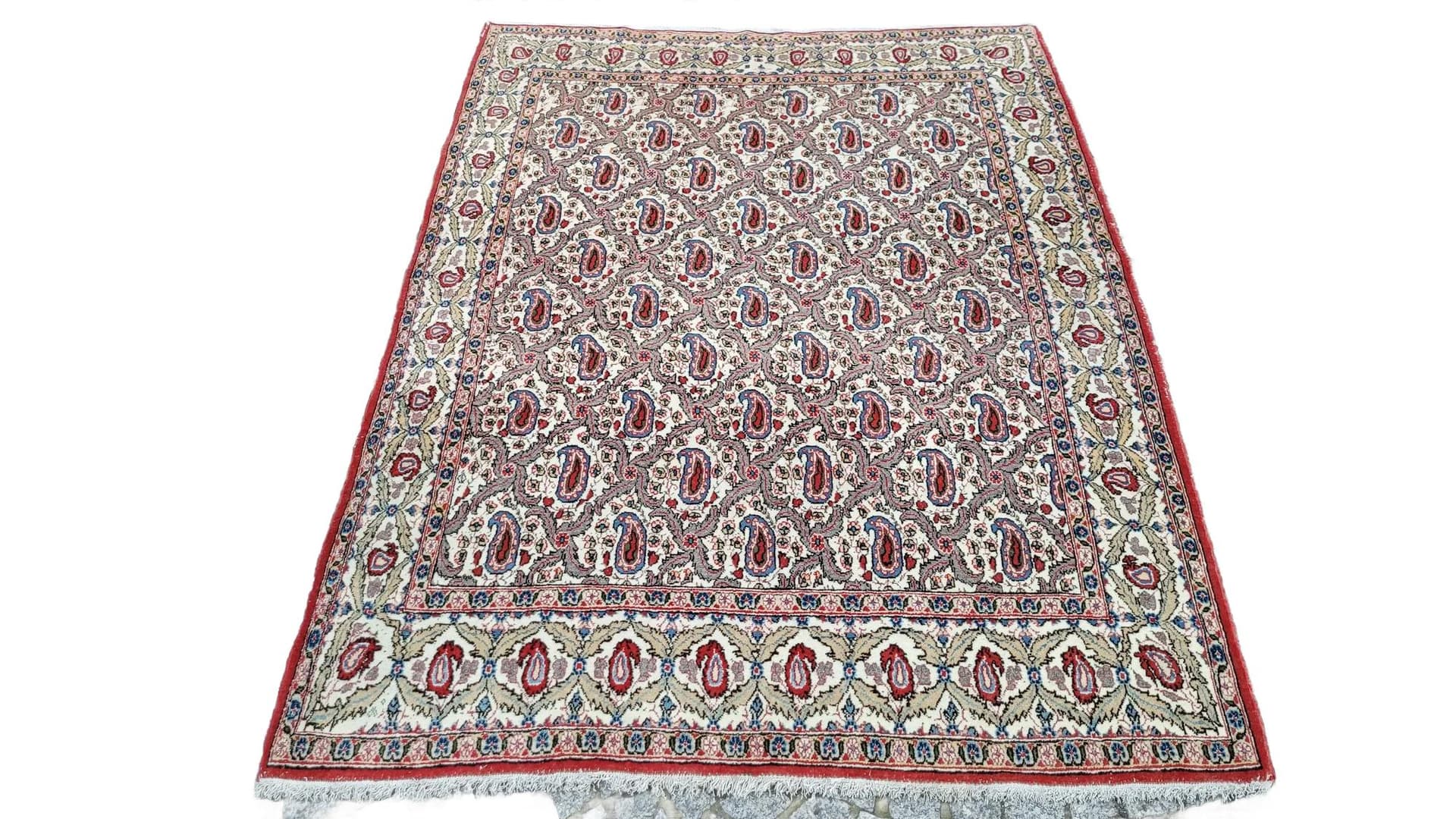 Dywan Ghom, 145x200 cm, czerwony, wełna, Iran