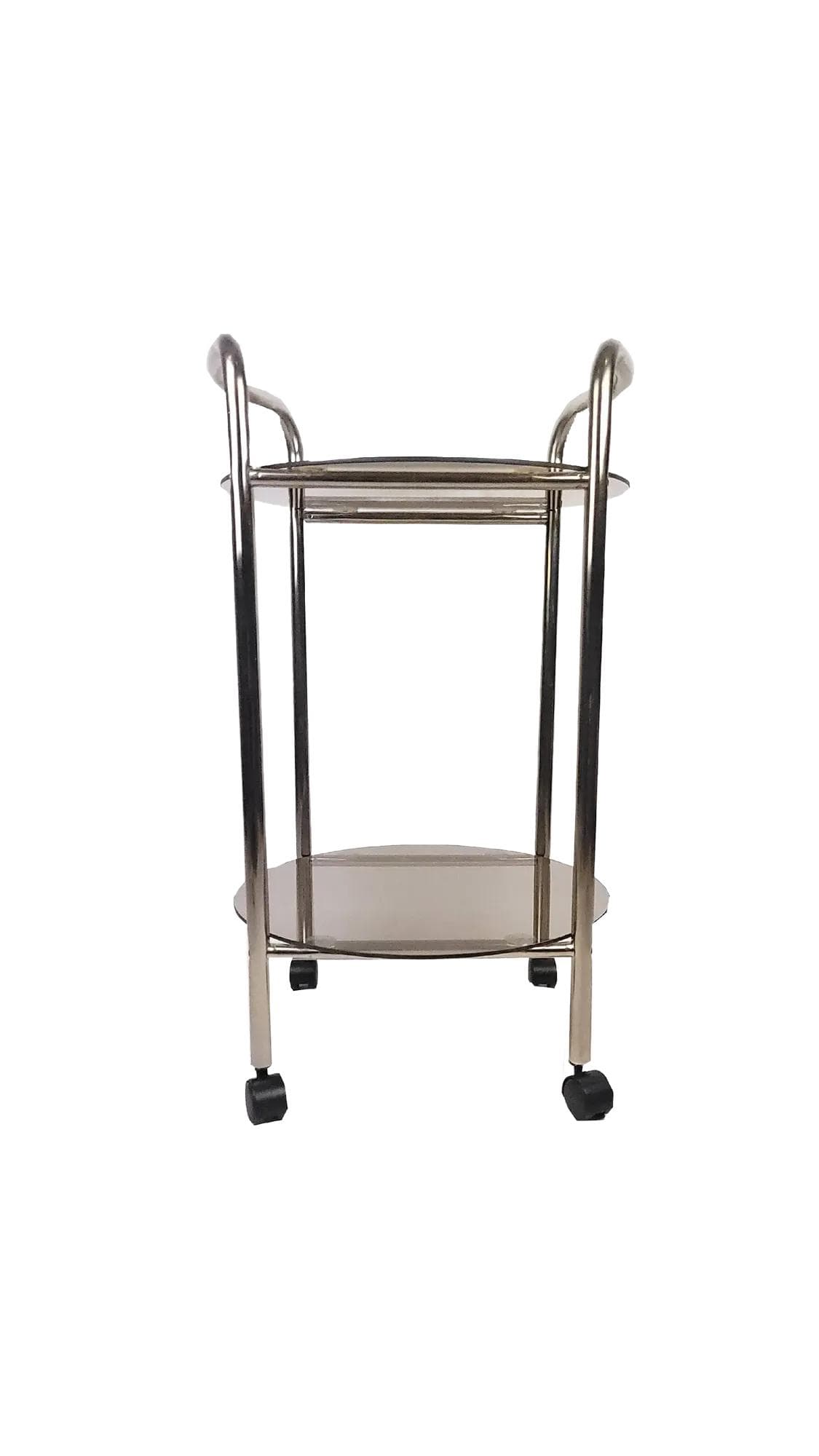 Bar cart, smoked grey glass, chrome, Germany, 1980s.