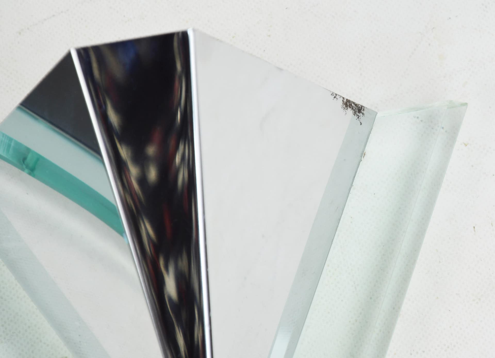 Pair of wall sconces, silver, chrome steel, plexiglass, Karstadt, Germany, 1980s. - 84856