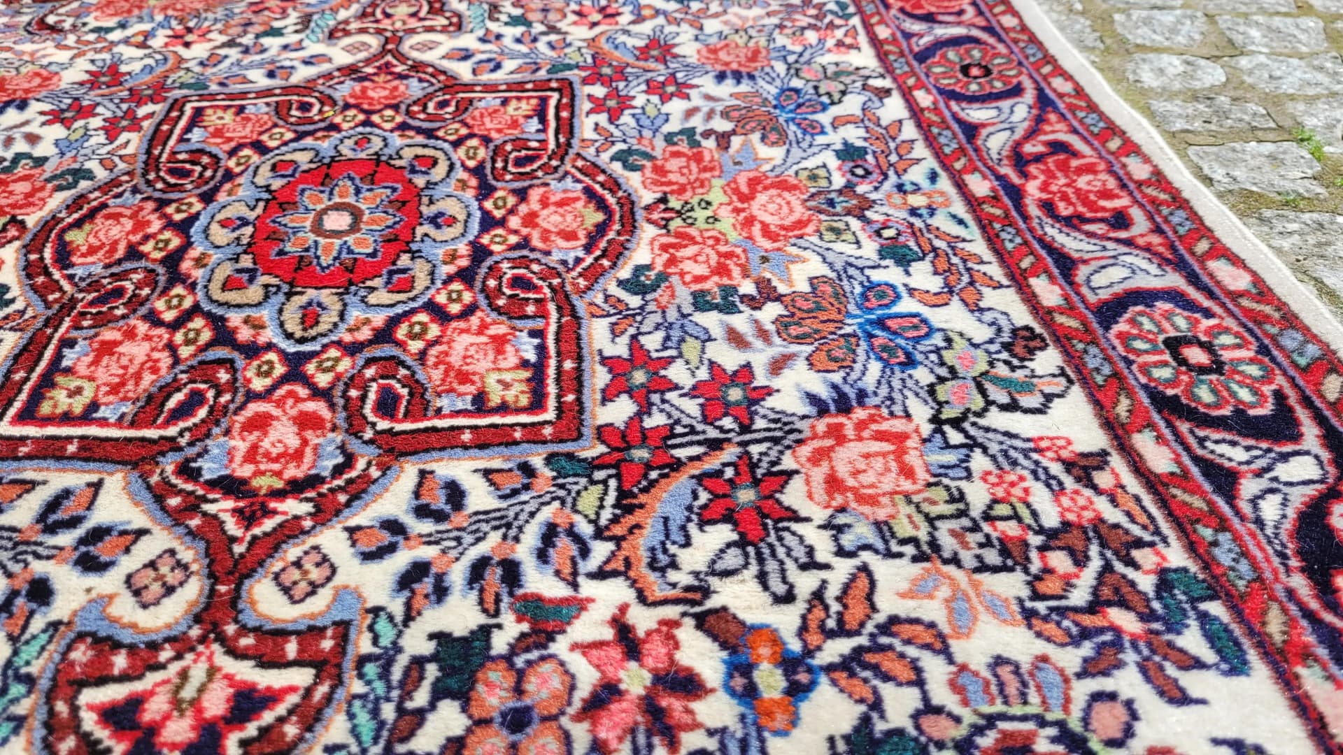 Dywan Bidjar, 85x128 cm, ivory, wełna, Iran - 87775