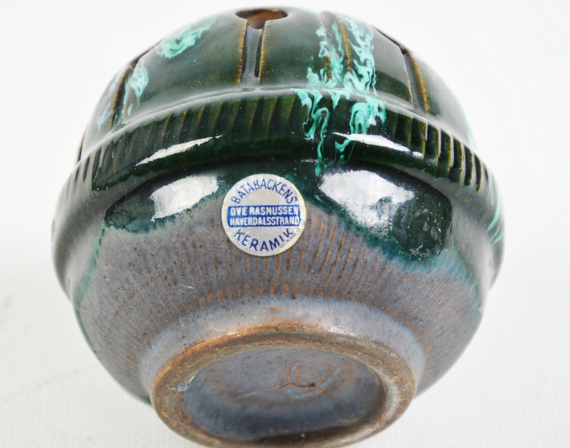 Ikebana, zielona, kamionka, proj. O. F. Rasmussen, Szwecja, lata 60. - 84846