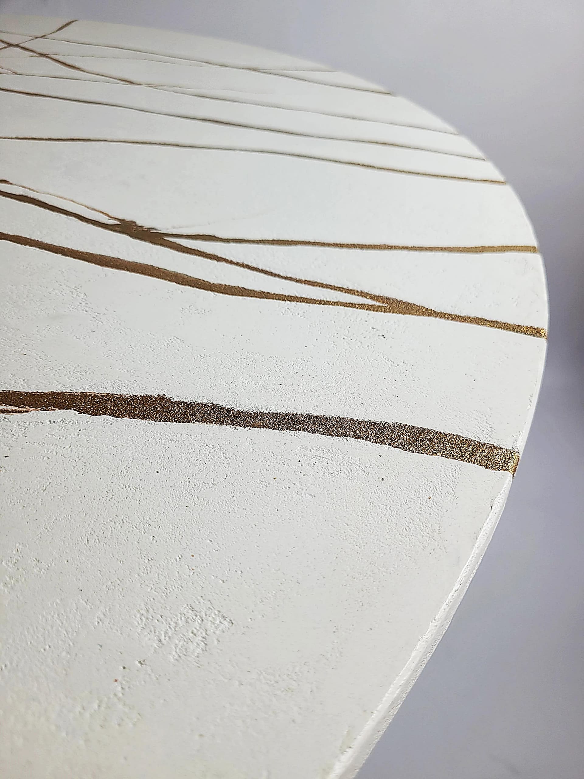 Stół Tulip, marmurino beżowy złoty, metal ciemnoniebieski, Polska, lata 90. - 84838