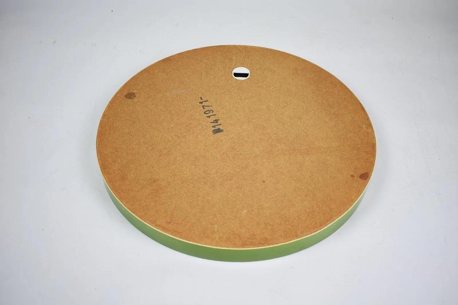 Wall mirror round, olive green acrylic, Poland, 1970s. - 84823