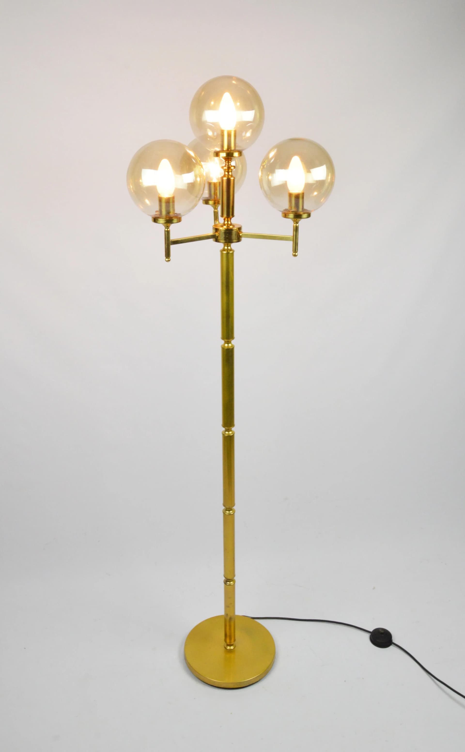 Floor lamp, golden metal, Poland, 1980s. - 84801