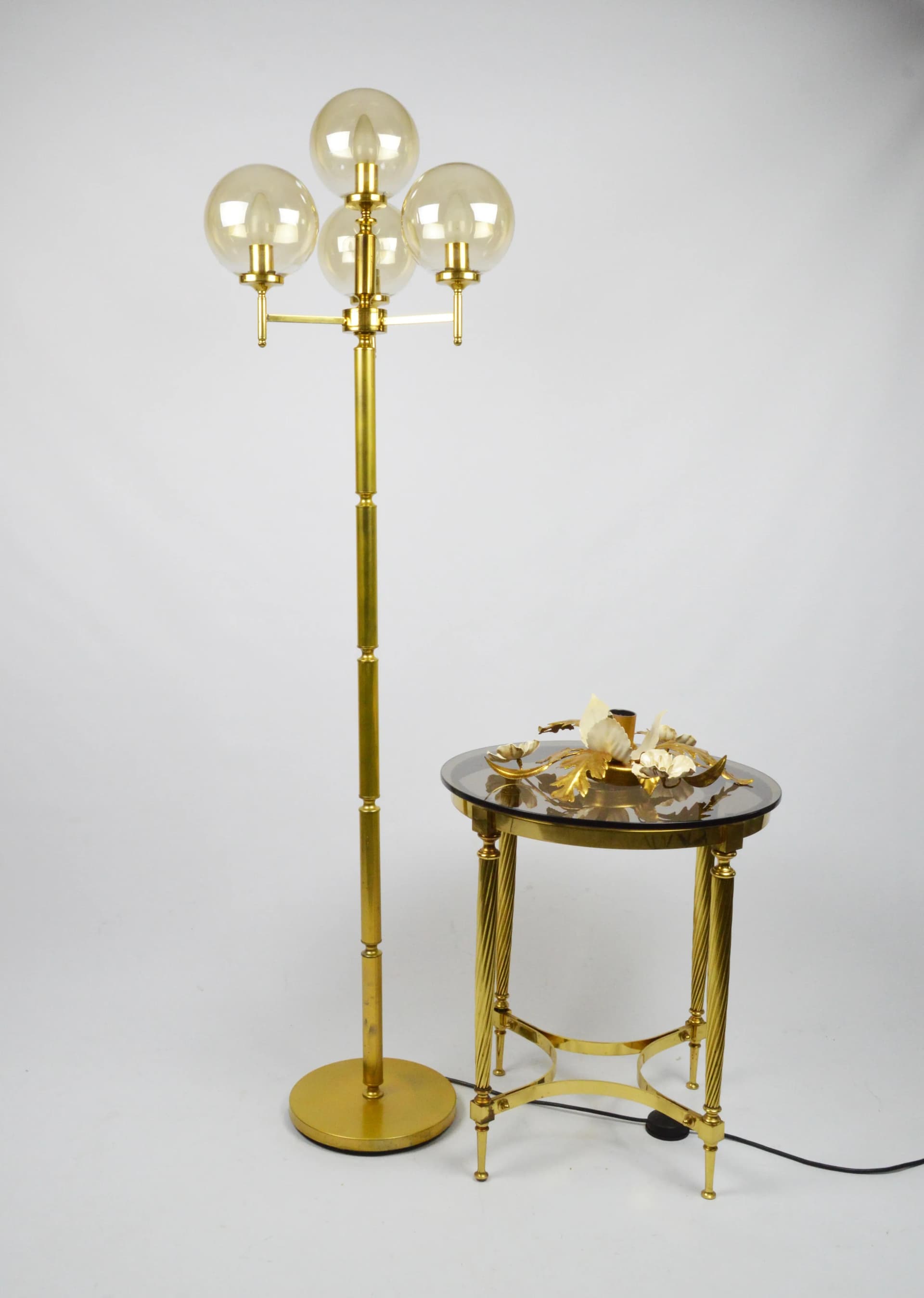 Floor lamp, golden metal, Poland, 1980s. - 84800