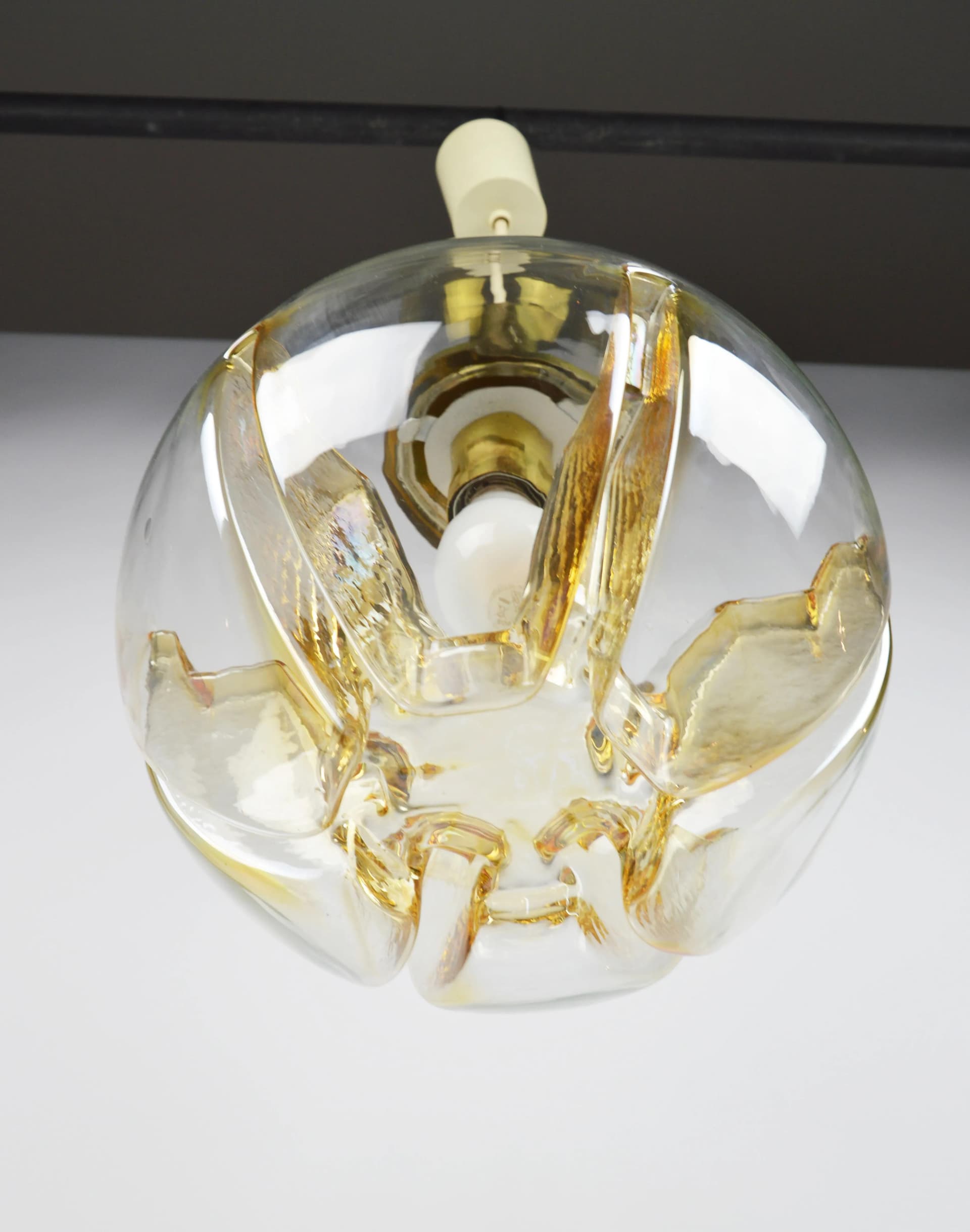 Lampa wisząca Doria, szkło transparent, metal złoty, Doria Leuchten, Niemcy, lata 70. - 84783