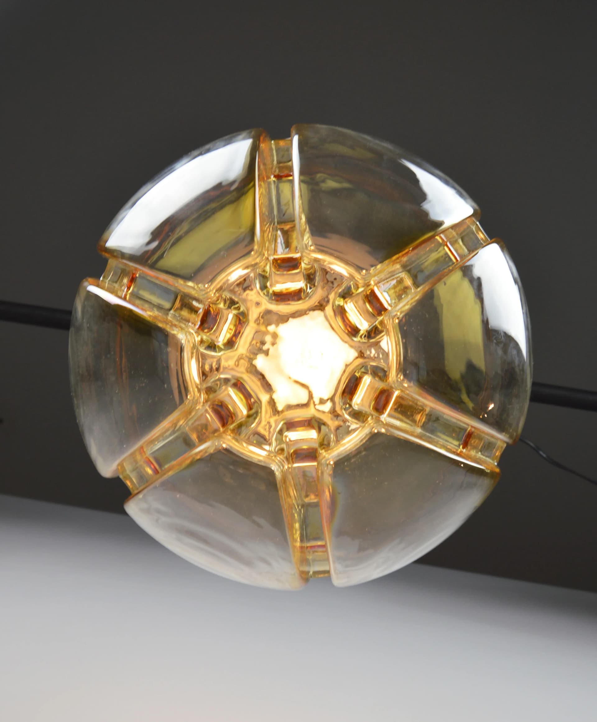 Lampa wisząca Doria, szkło transparent, metal złoty, Doria Leuchten, Niemcy, lata 70. - 84784