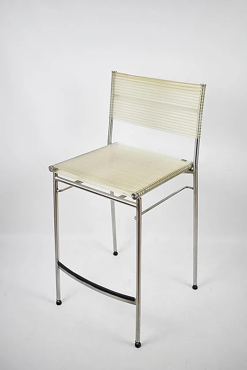 Para hokerów Miss B, stal szczotkowana biały, proj. T. Agnoli, Włochy, lata 90. - 84767