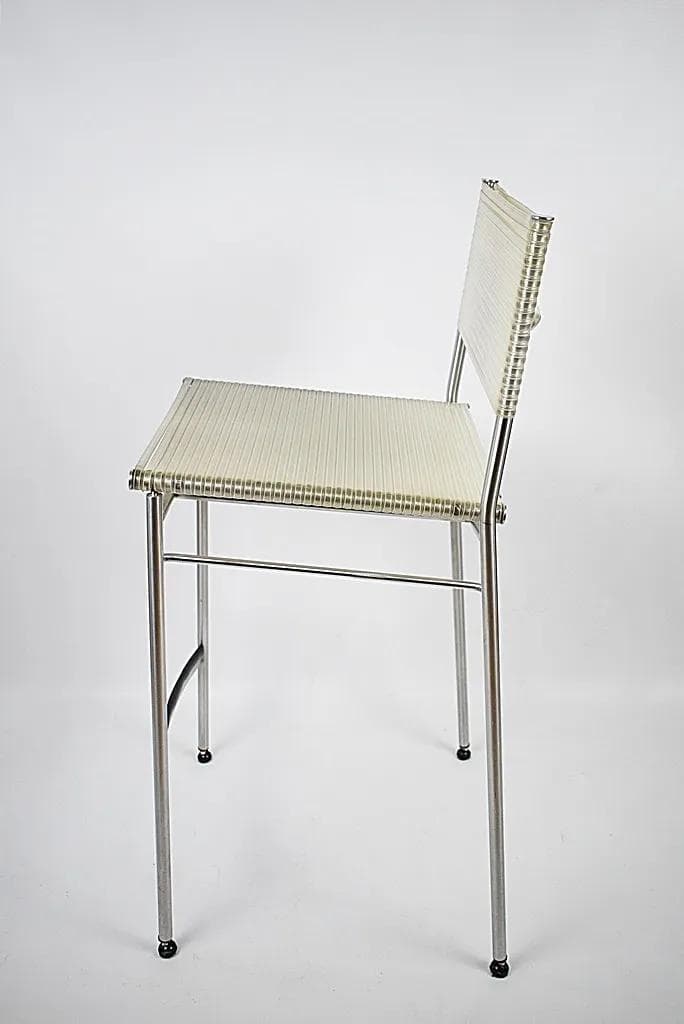 Para hokerów Miss B, stal szczotkowana biały, proj. T. Agnoli, Włochy, lata 90. - 84761