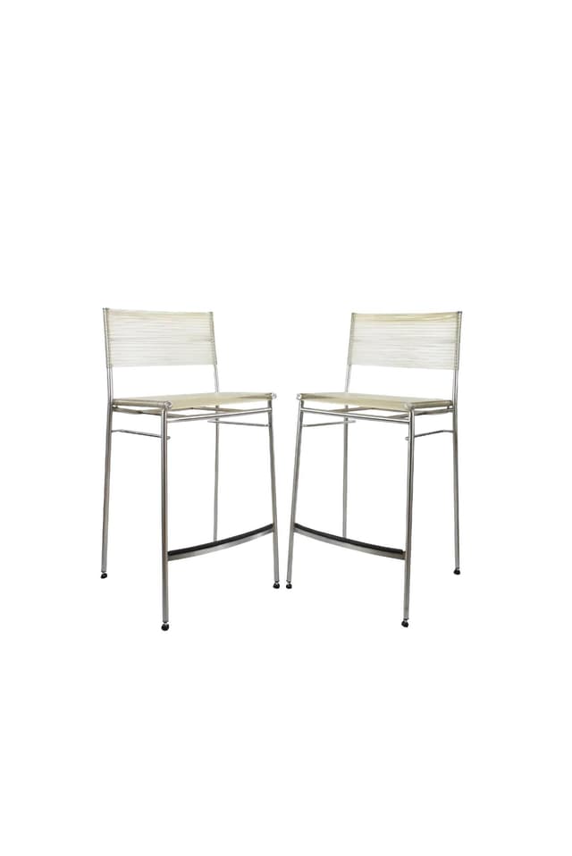 Para hokerów Miss B, stal szczotkowana biały, proj. T. Agnoli, Włochy, lata 90. - WYMIARY