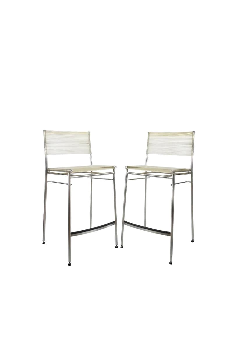 Para hokerów Miss B, stal szczotkowana biały, proj. T. Agnoli, Włochy, lata 90.