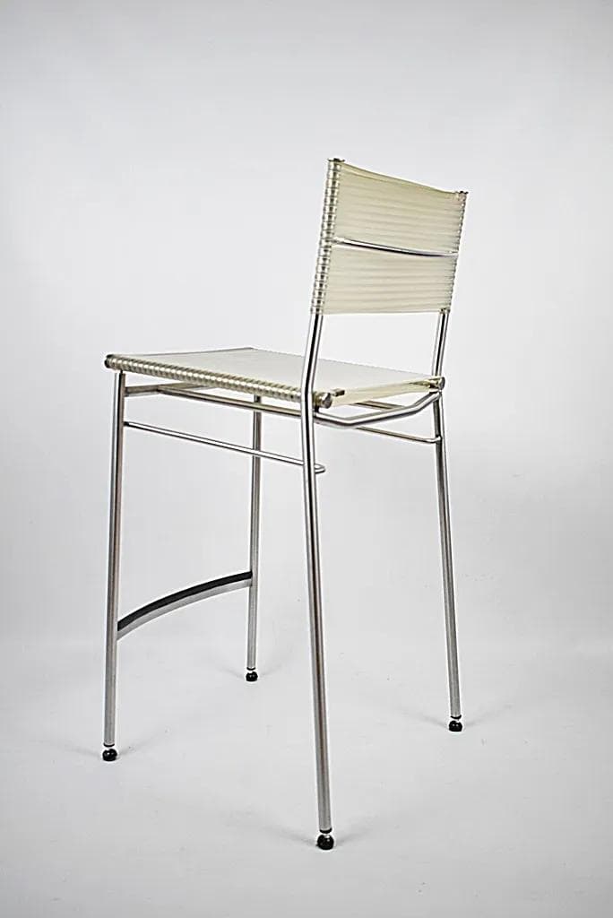 Para hokerów Miss B, stal szczotkowana biały, proj. T. Agnoli, Włochy, lata 90. - 84760