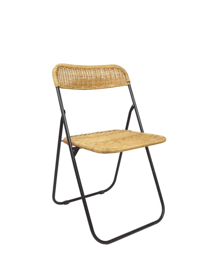 Krzesło, rattan brązowy, stal czarna, Polska, lata 90. - WYMIARY