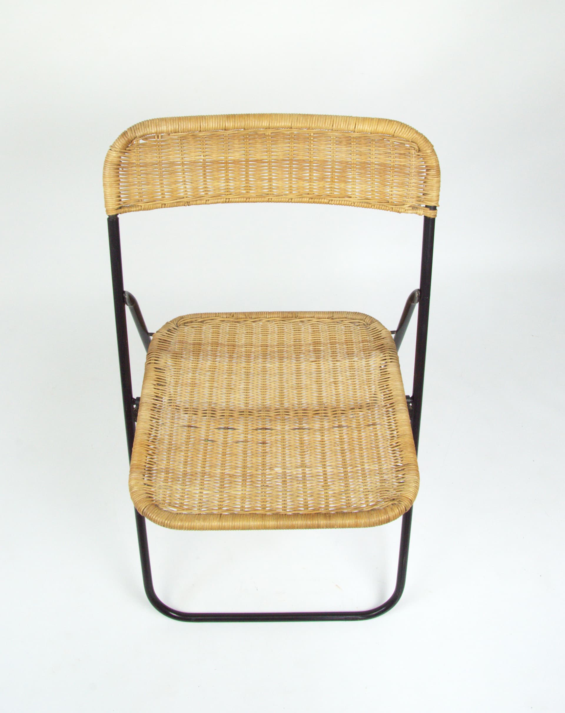 Krzesło, rattan brązowy, stal czarna, Polska, lata 90. - 84740