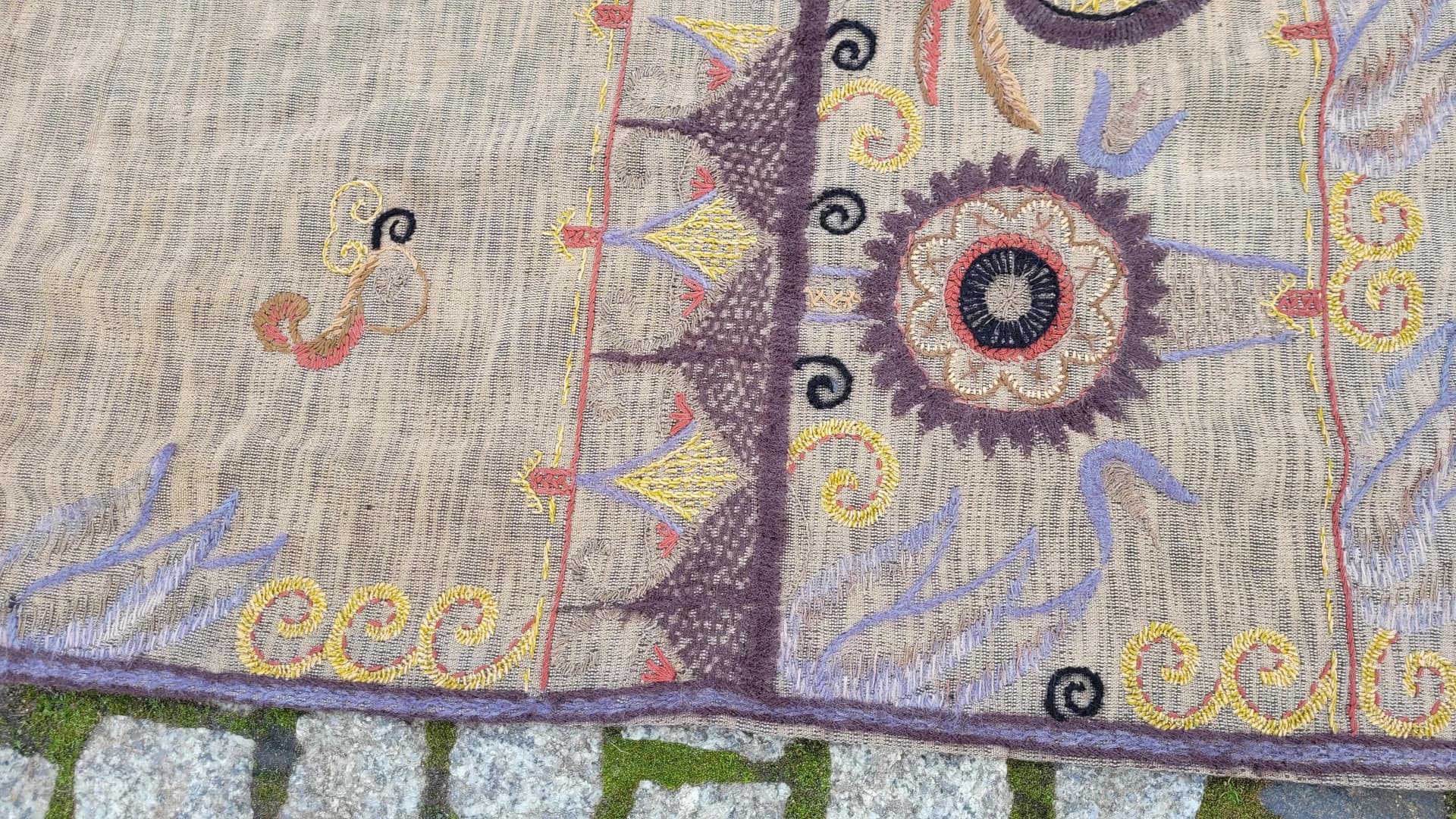 Narzuta gobelinowa, Art Nouveau, beżowy, wełna i bawełna, Polska, początek XX w., 115x180cm - 87648