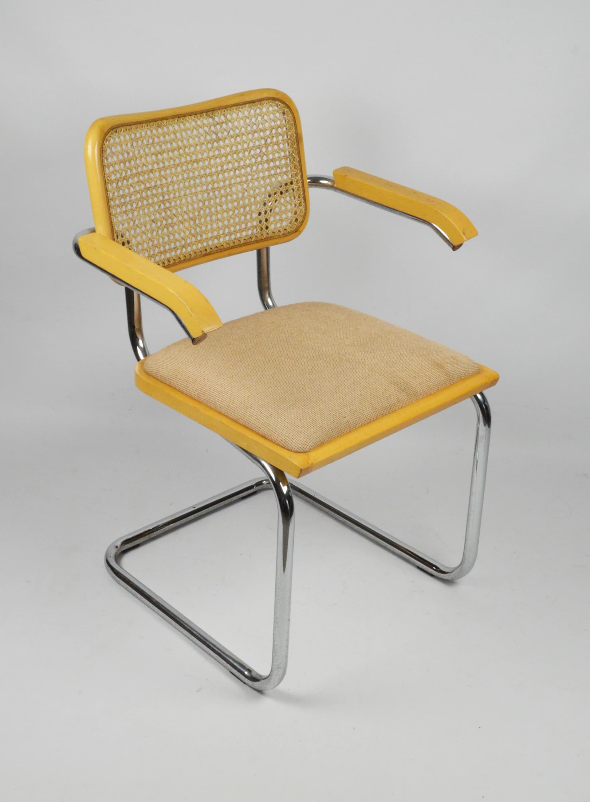 Krzesło z podłokietnikami, insp. M. Breuer, chrom żółty, Polska, lata 70. - 84726