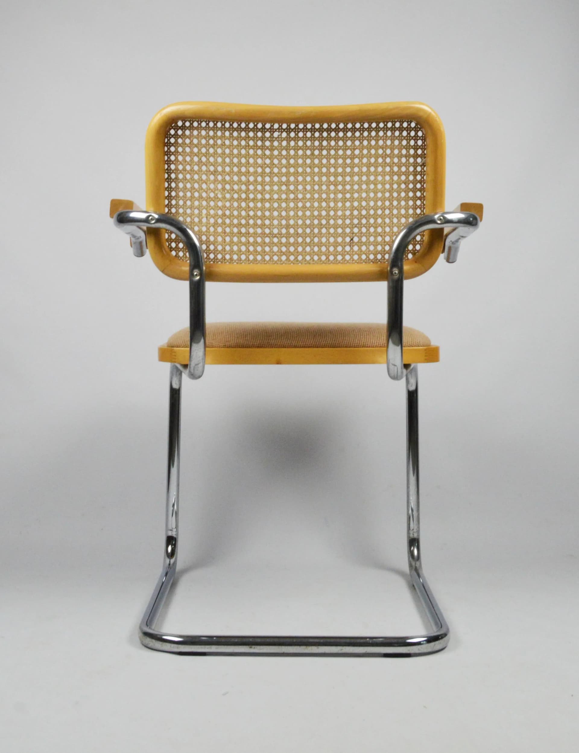 Krzesło z podłokietnikami, insp. M. Breuer, chrom żółty, Polska, lata 70. - 84729