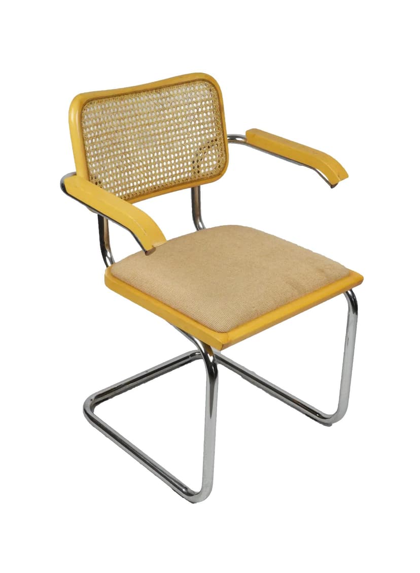 Krzesło z podłokietnikami, insp. M. Breuer, chrom żółty, Polska, lata 70.