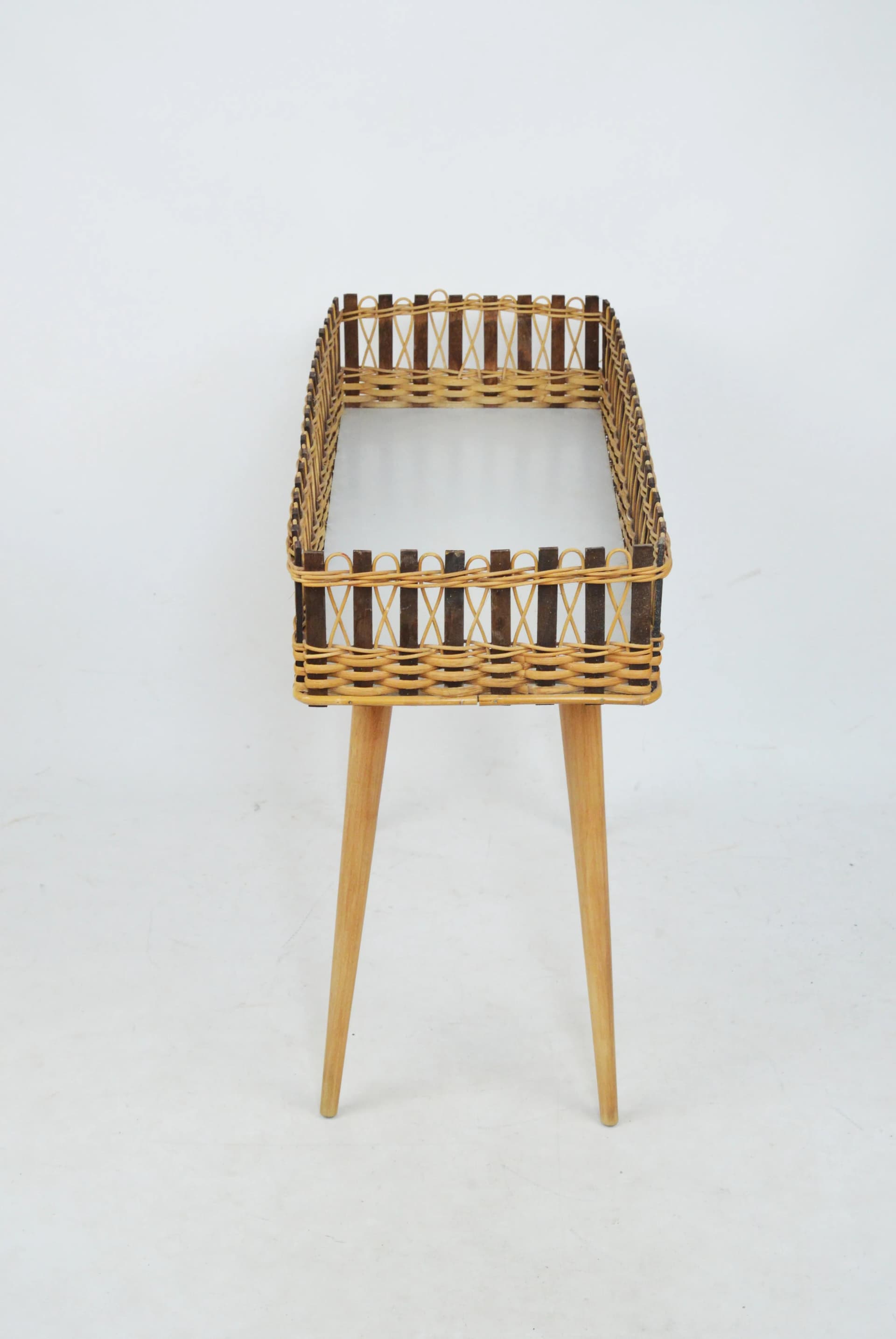 Plant stand, brown rattan, Poland, 1970s. - 84700