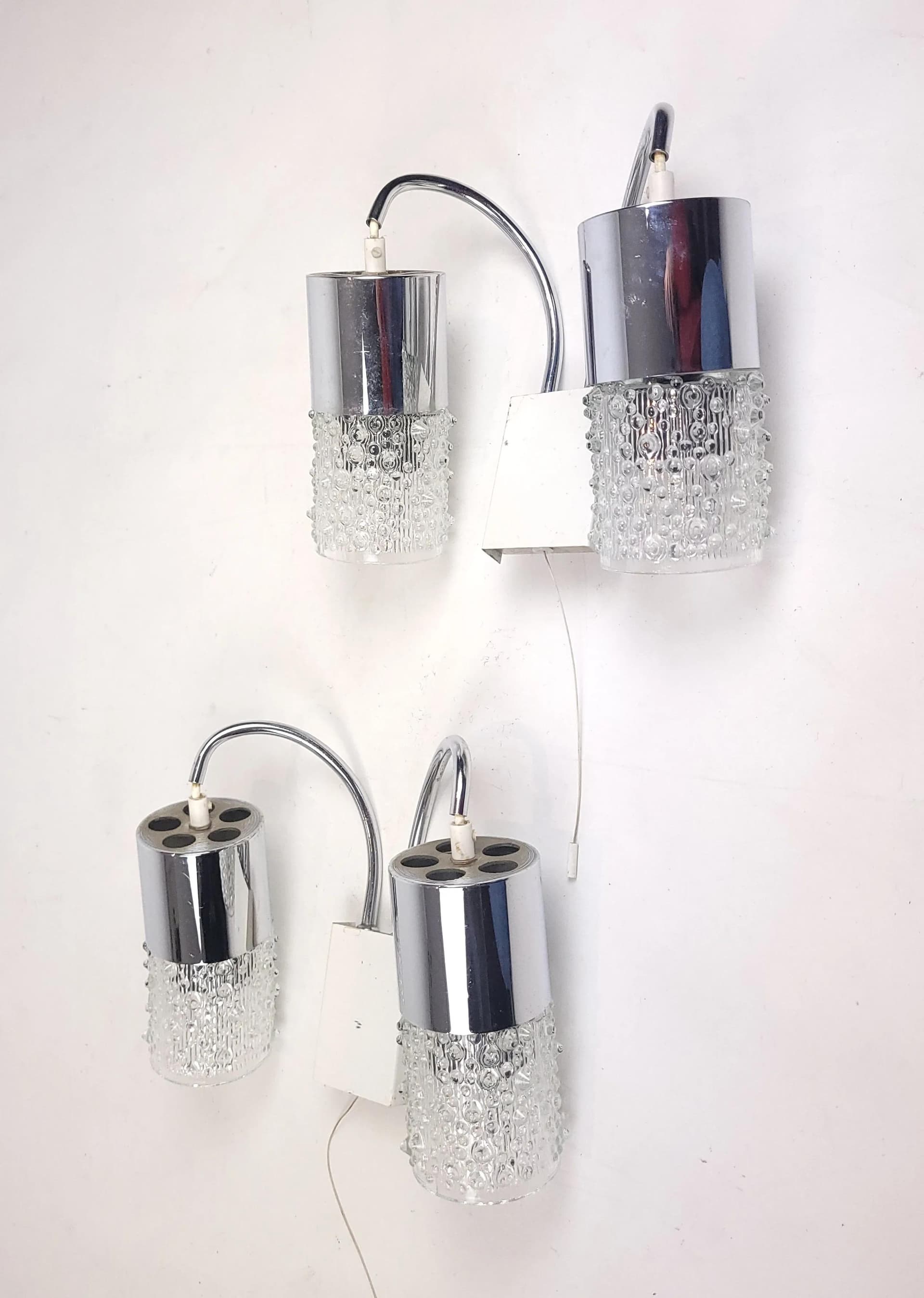 Para kinkietów Space Age, chrom, szkło, Polska, lata 70. - 84684