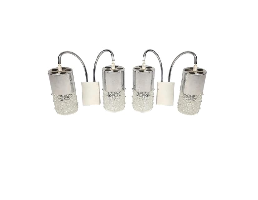 Para kinkietów Space Age, chrom, szkło, Polska, lata 70.