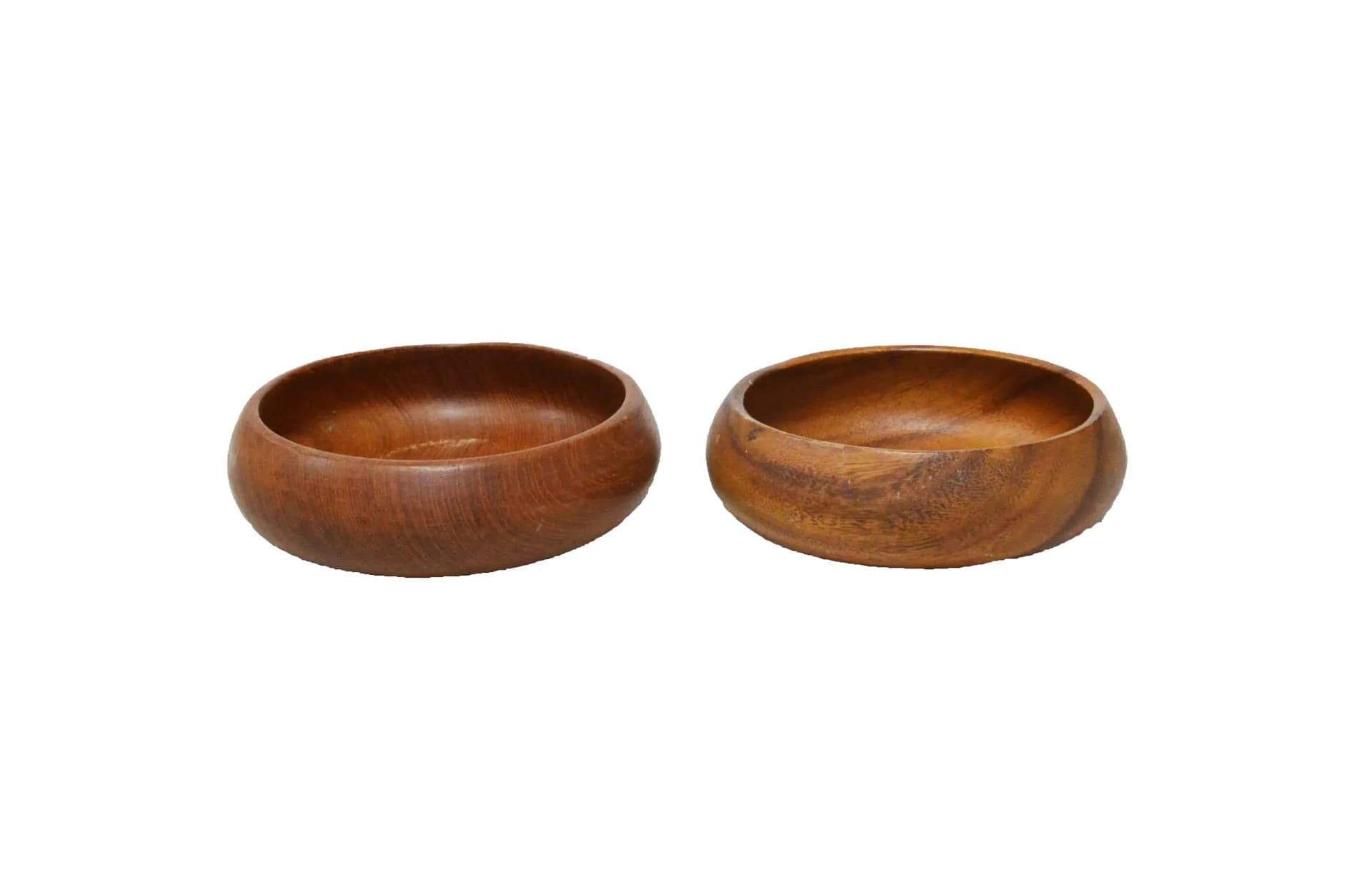 Pair of bowls, brown teak wood, 1970s.