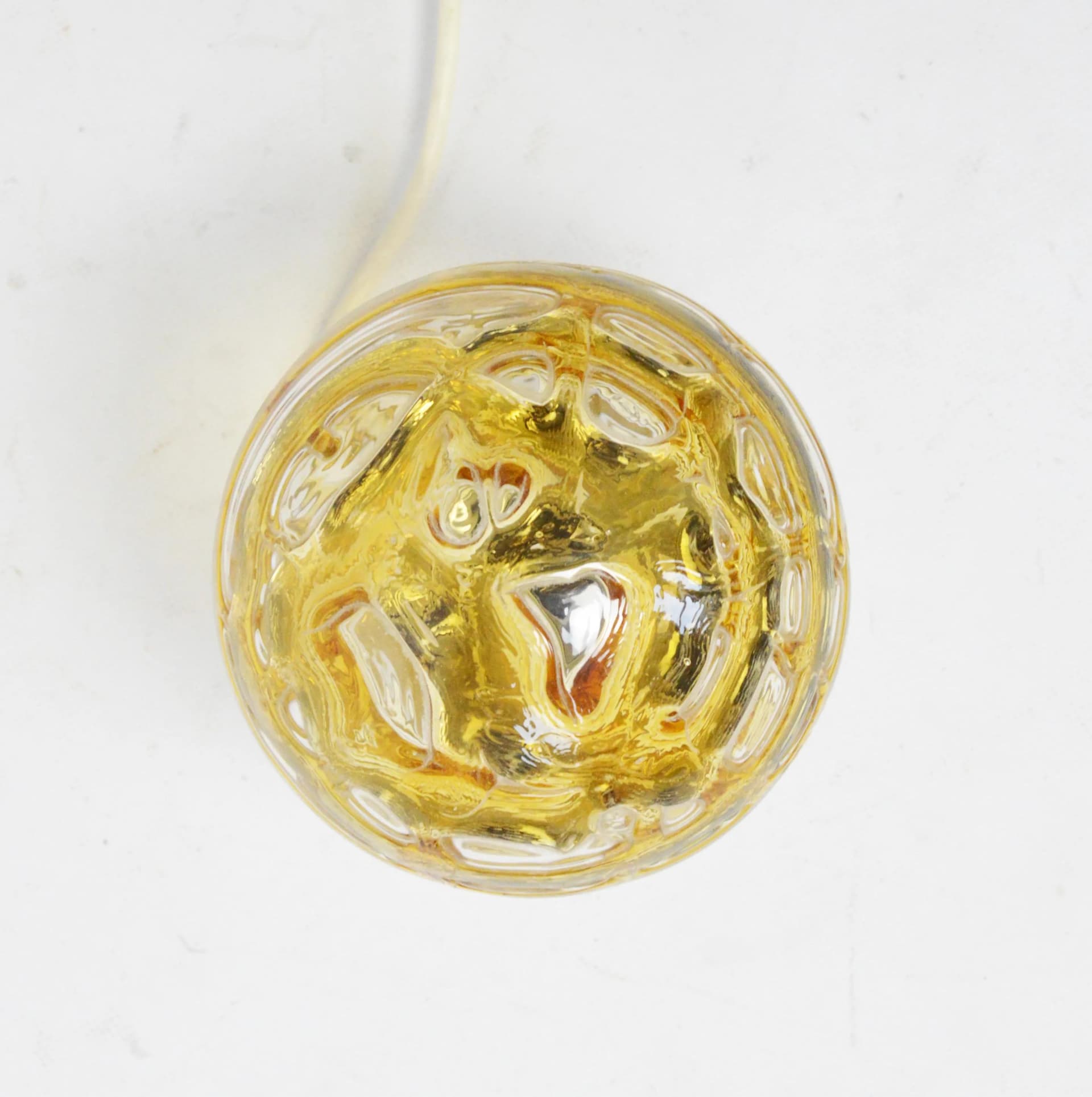 Bedside lamp, amber glass, golden brass, Doria Leuchten, Germany, 1970s. - 84626