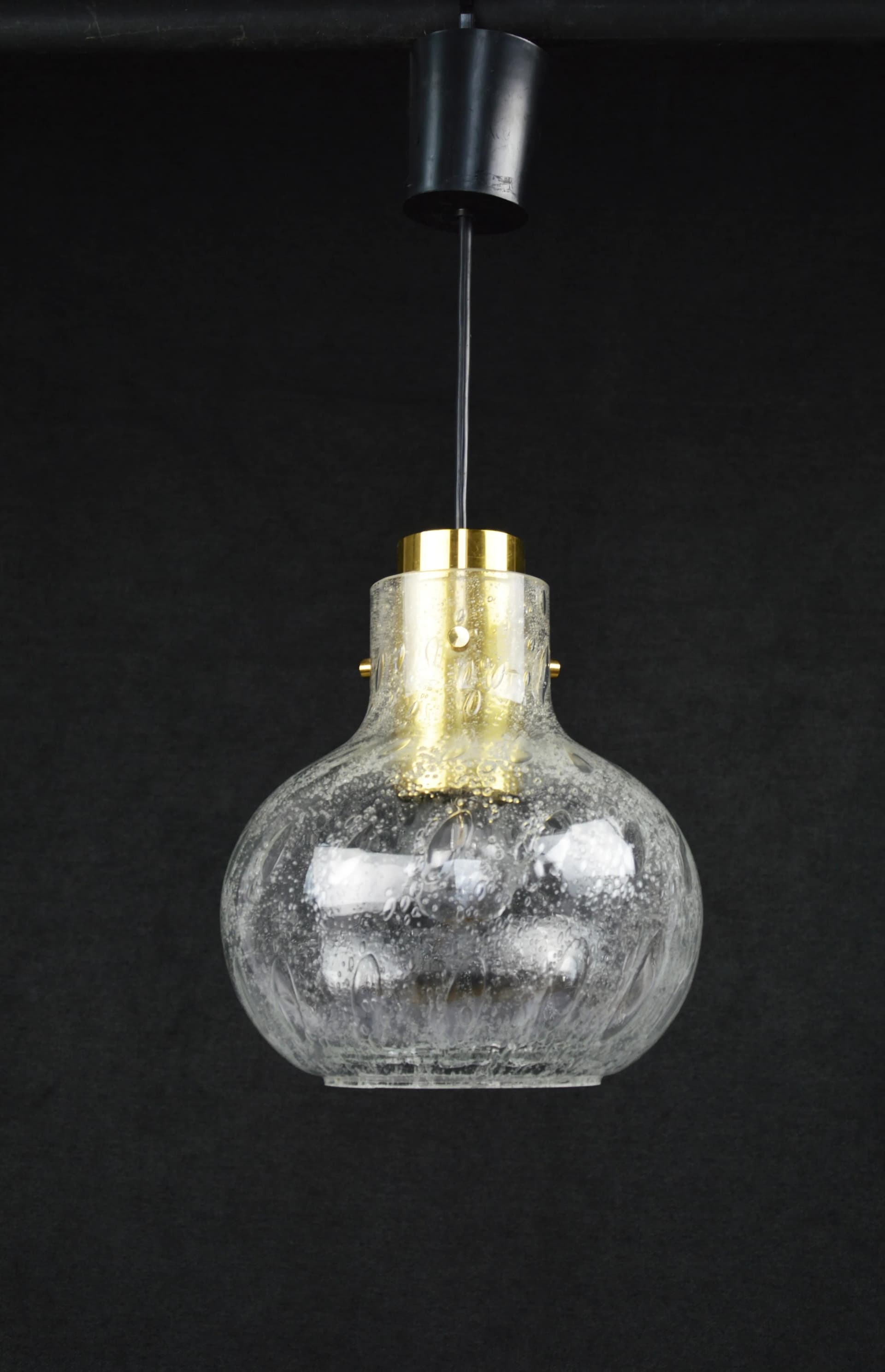 Pendant lamp, transparent glass, Poland, 1970s. - 84611