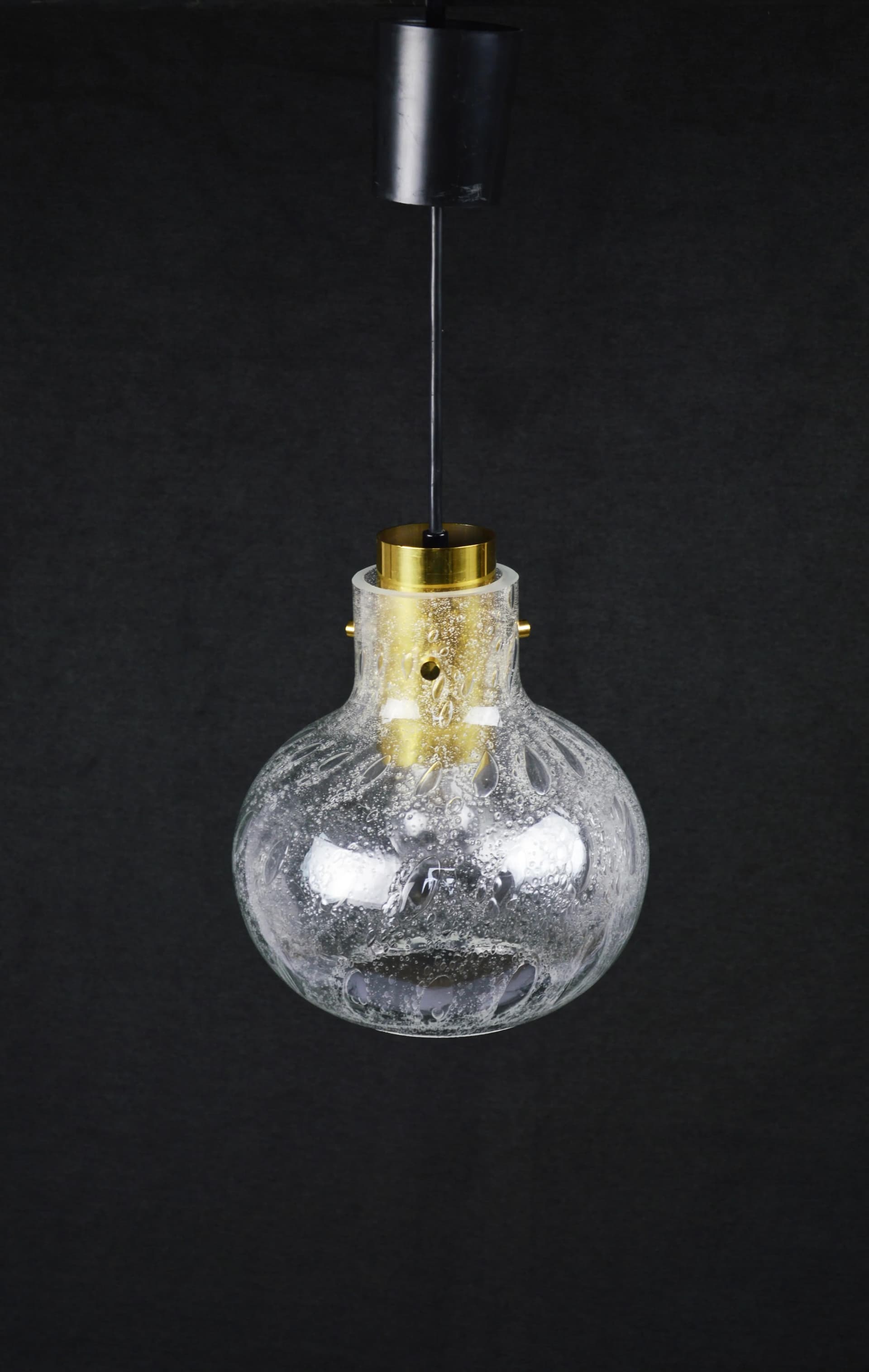 Pendant lamp, transparent glass, Poland, 1970s. - 84609
