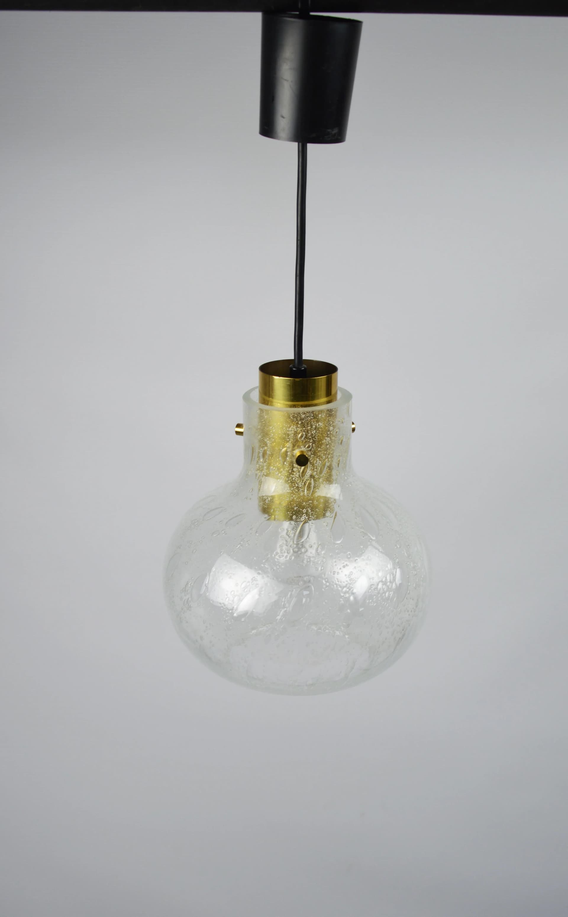 Pendant lamp, transparent glass, Poland, 1970s. - 84608