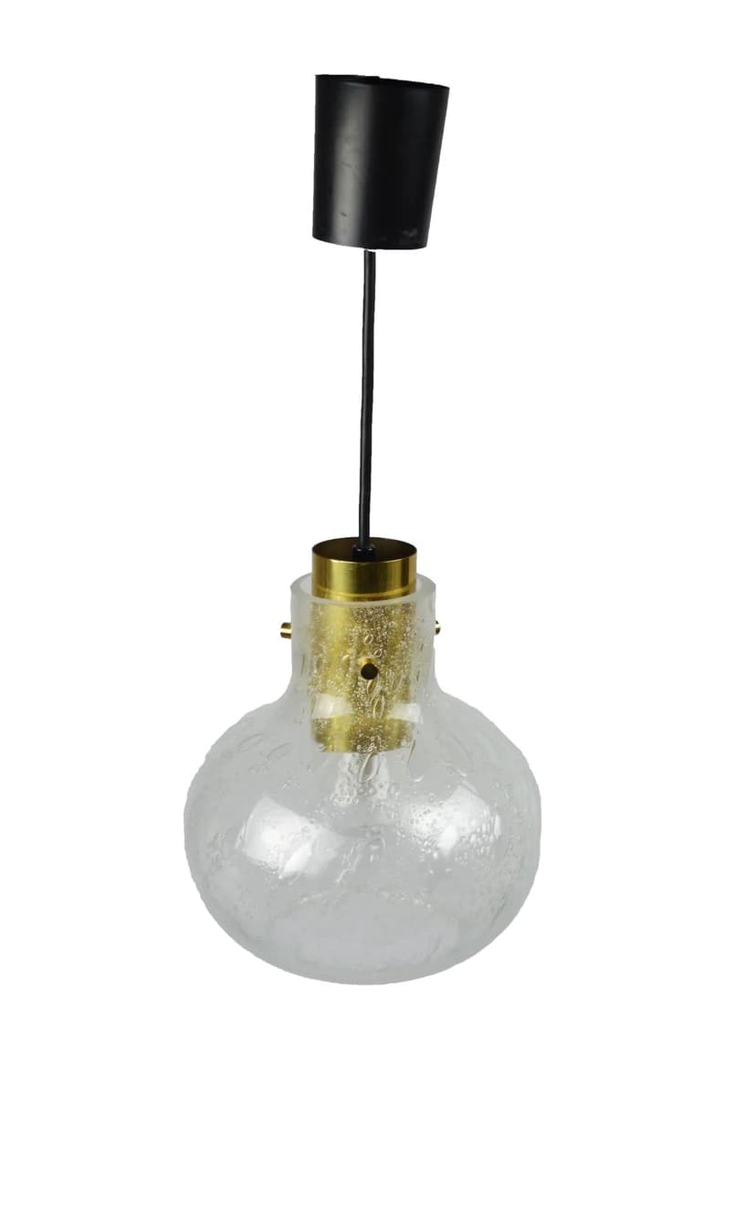 Pendant lamp, transparent glass, Poland, 1970s.