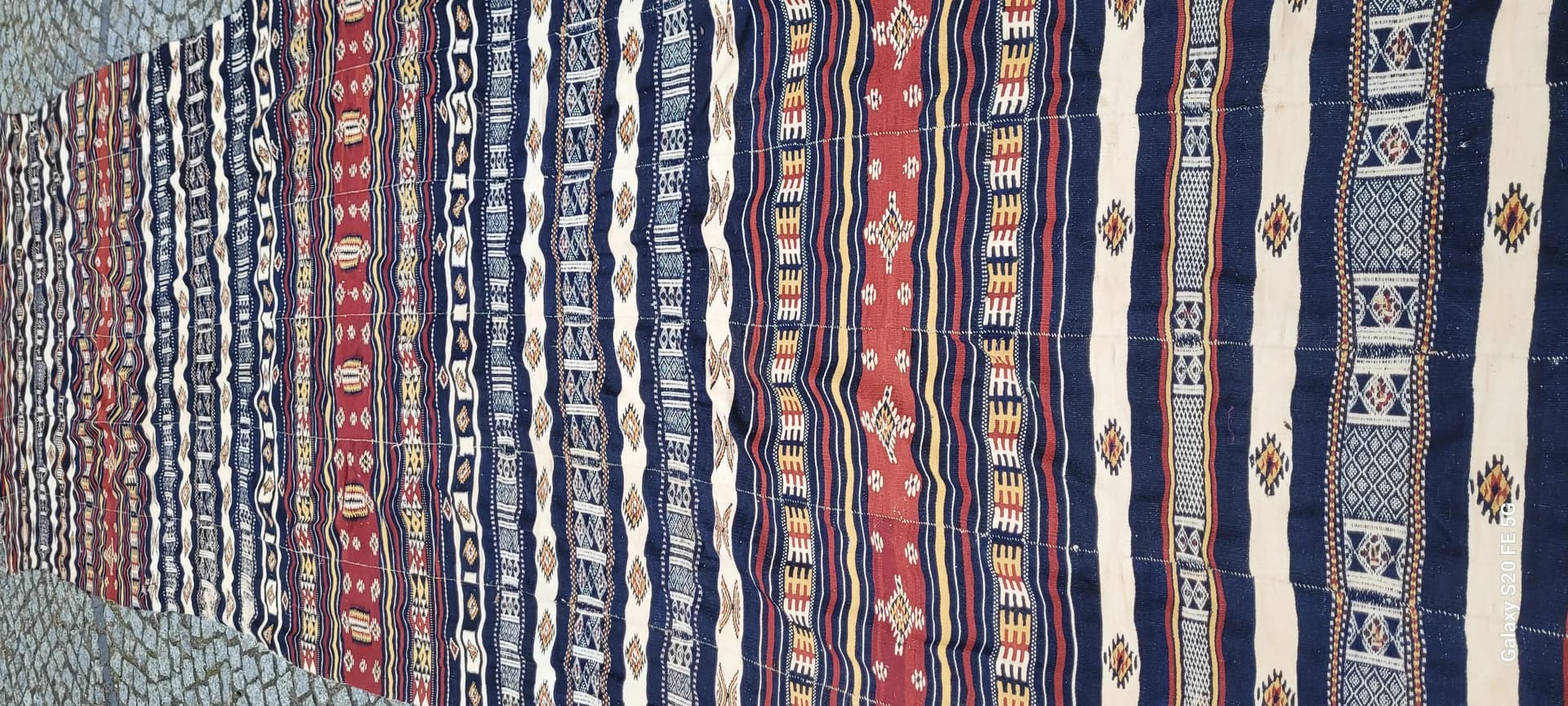 Dywan kilim pasiak, 140x445cm, multikolor, wełna, Afganistan, lata 80. - 87590