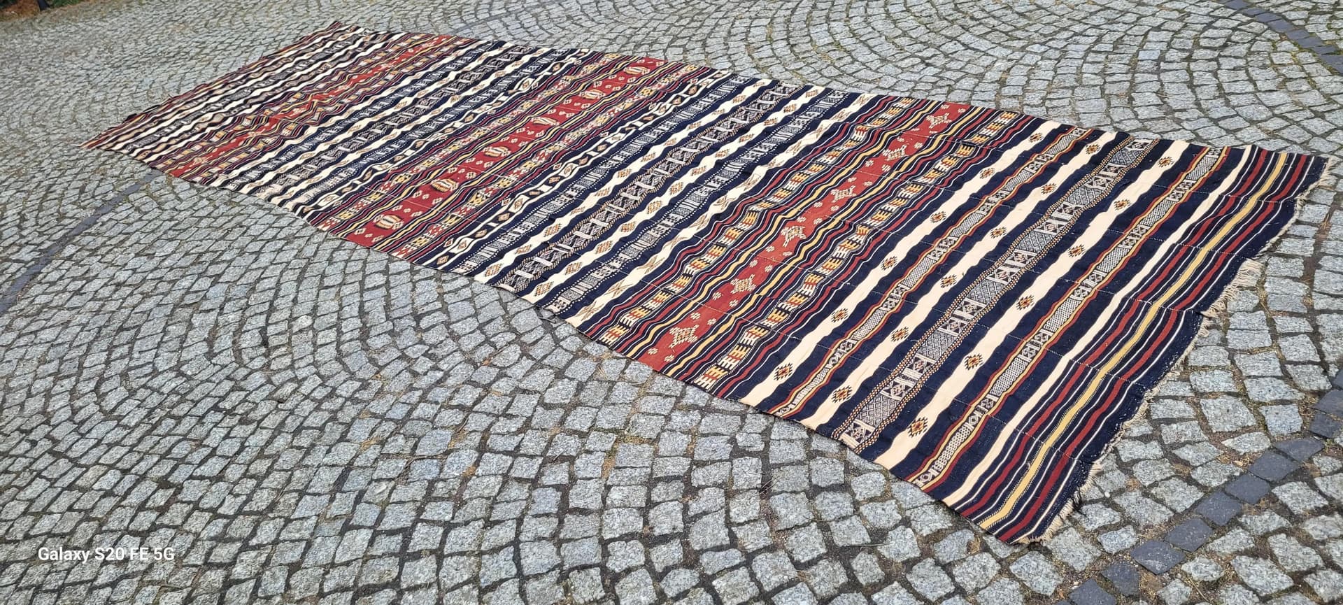 Dywan kilim pasiak, 140x445cm, multikolor, wełna, Afganistan, lata 80. - 87589