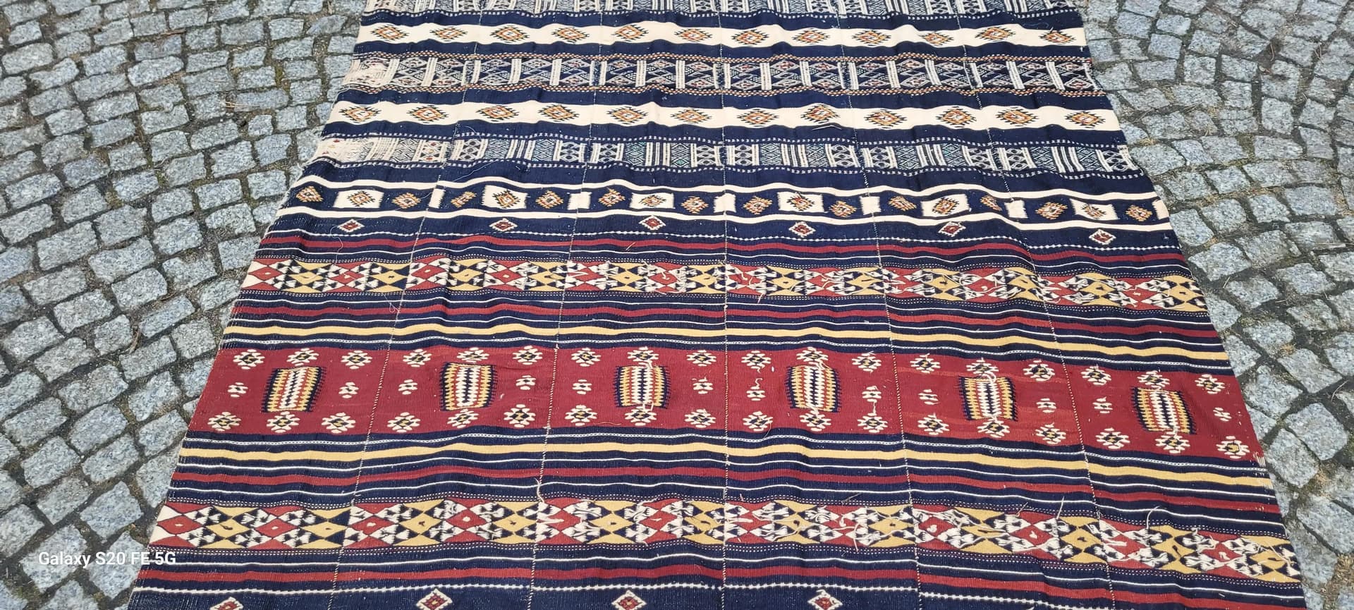 Dywan kilim pasiak, 140x445cm, multikolor, wełna, Afganistan, lata 80. - 87591