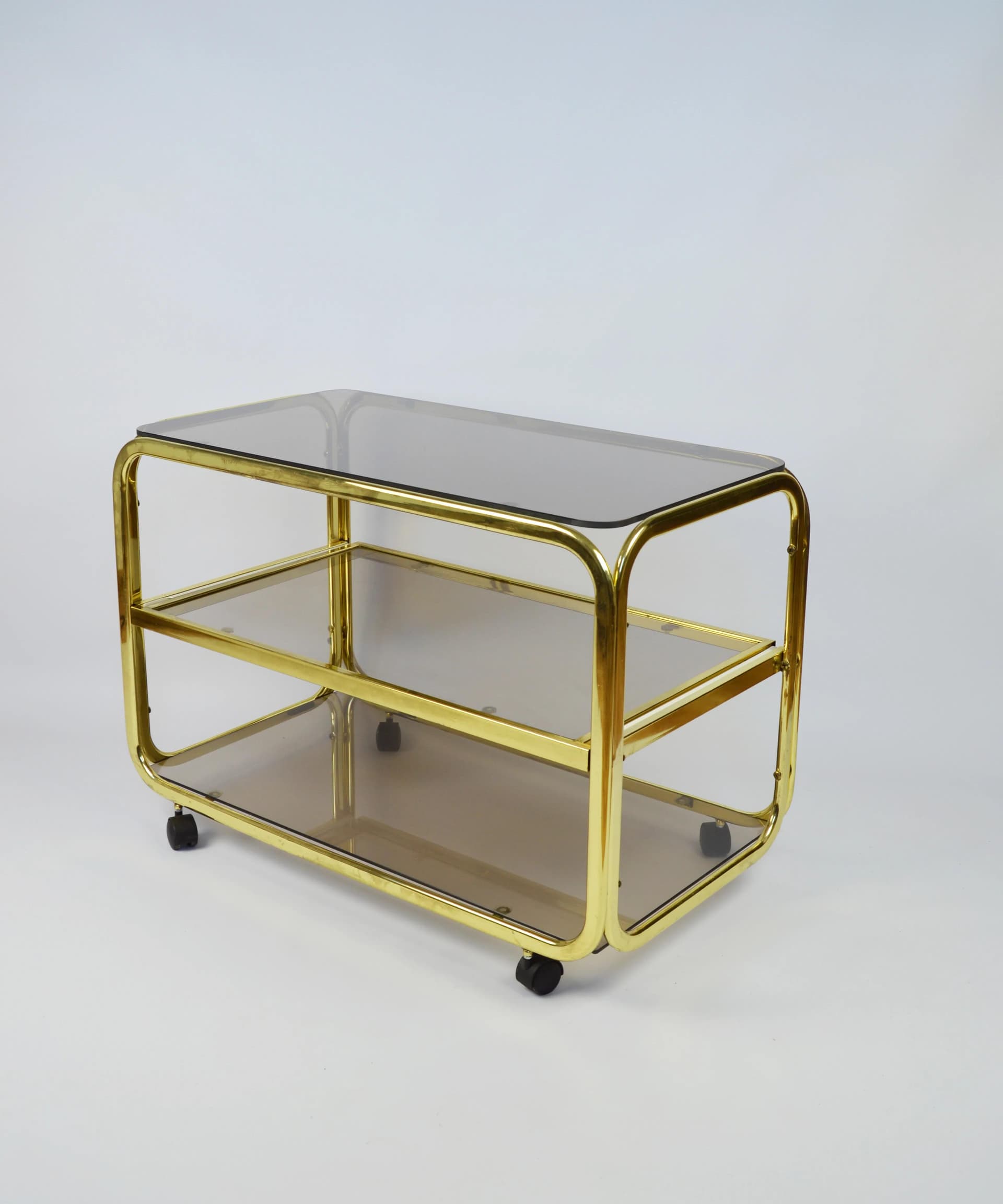 Mobile side table, golden metal, Poland, 1980s. - 84580