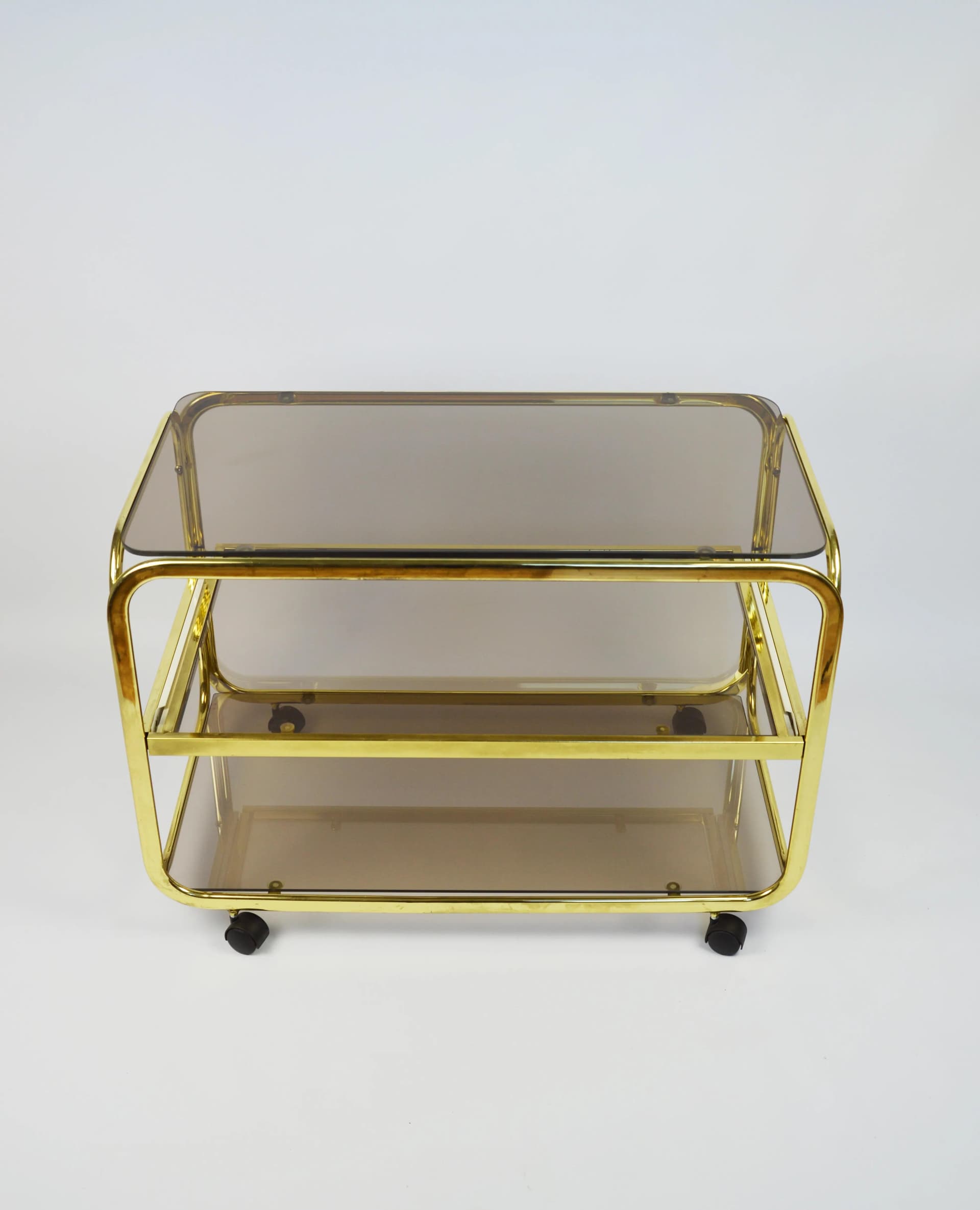 Mobile side table, golden metal, Poland, 1980s. - 84579
