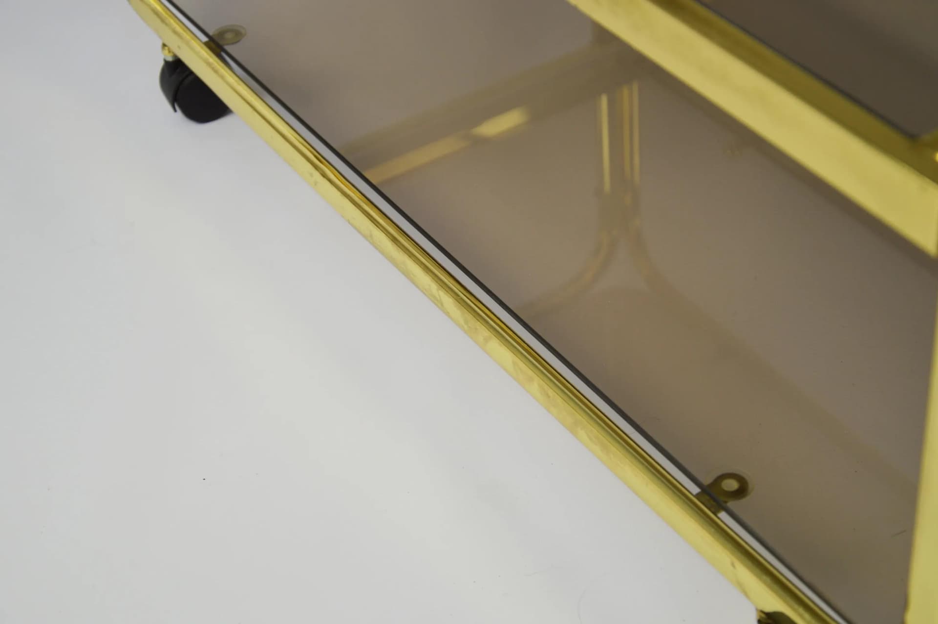 Mobile side table, golden metal, Poland, 1980s. - 84586