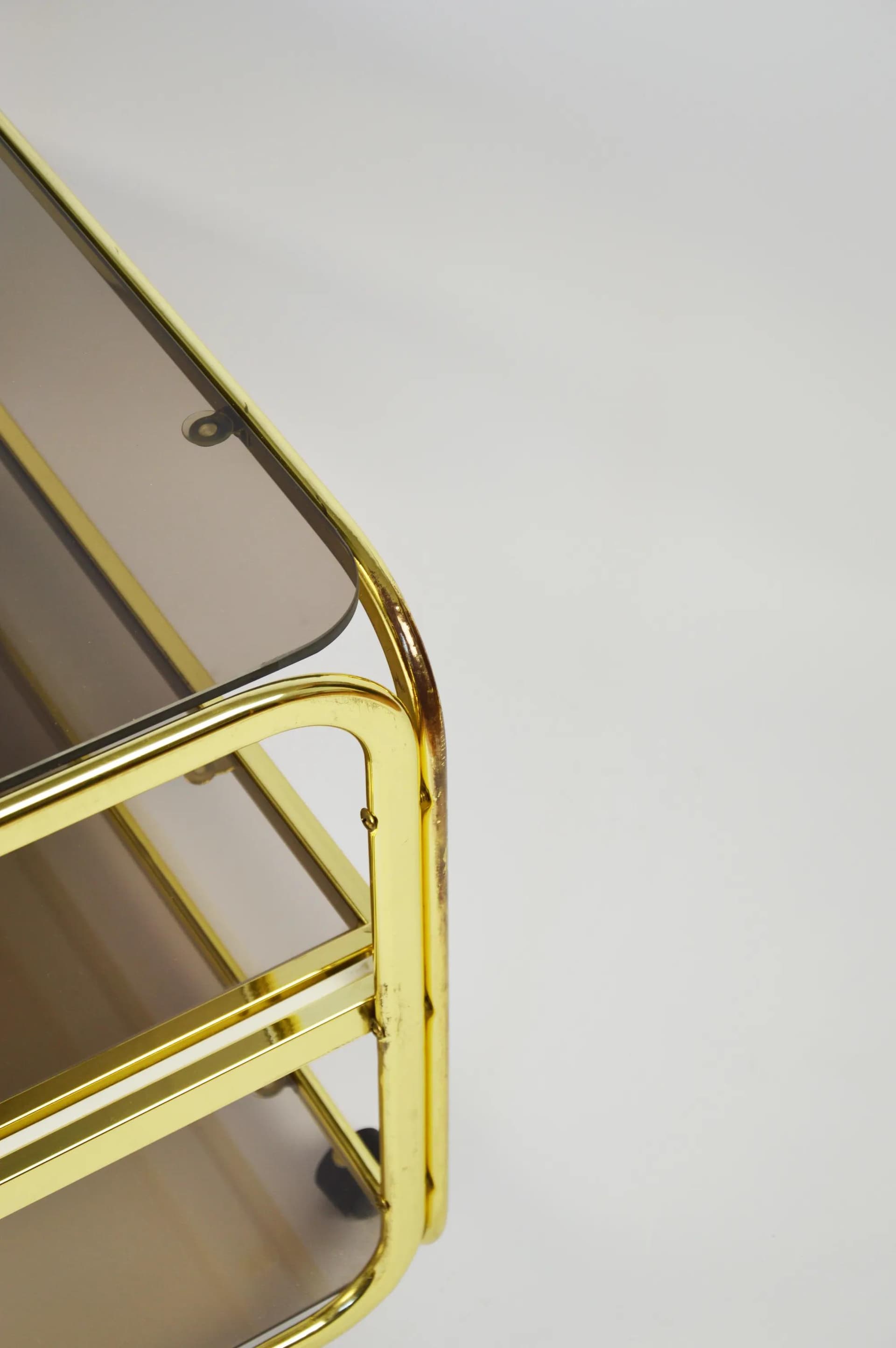 Mobile side table, golden metal, Poland, 1980s. - 84584