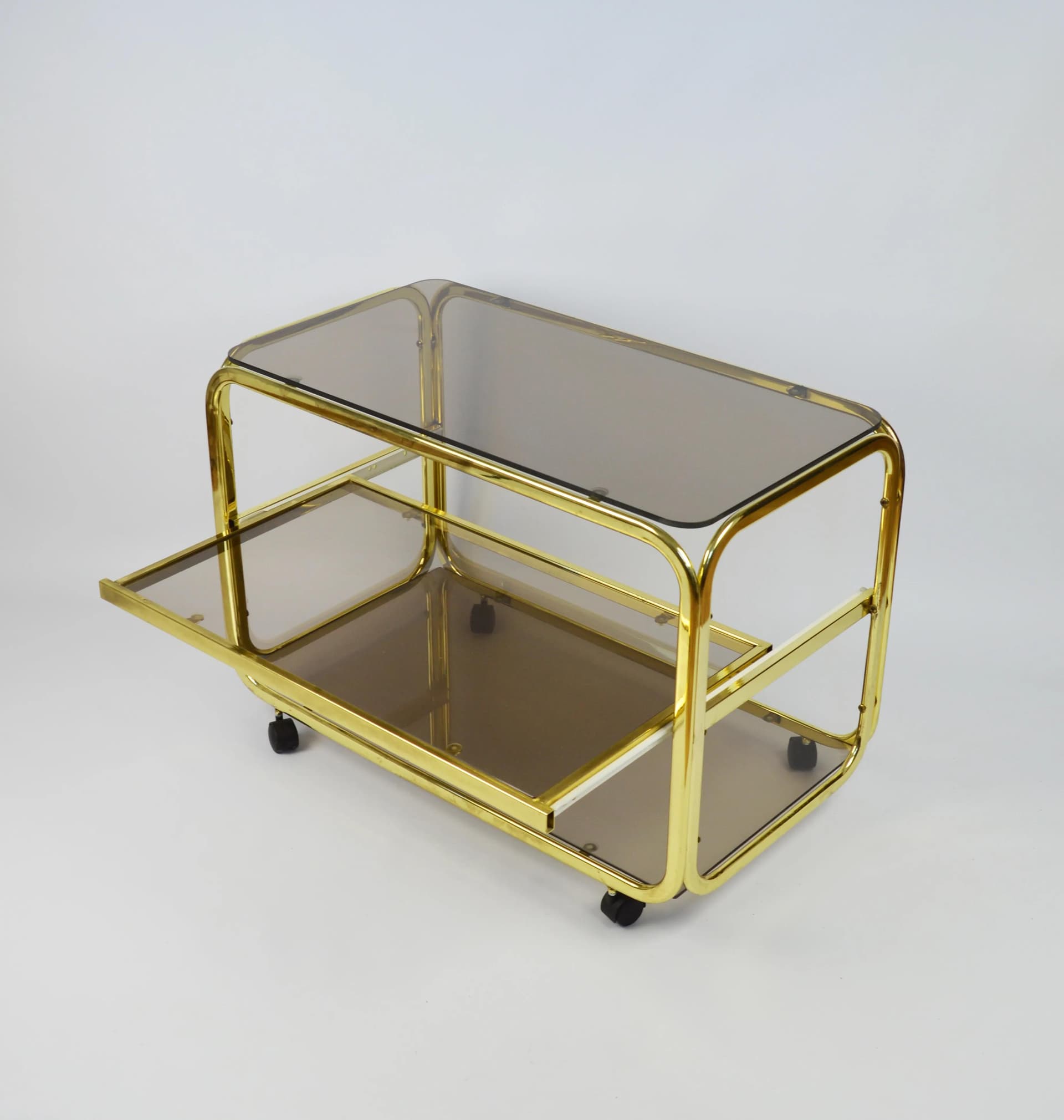 Mobile side table, golden metal, Poland, 1980s. - 84581